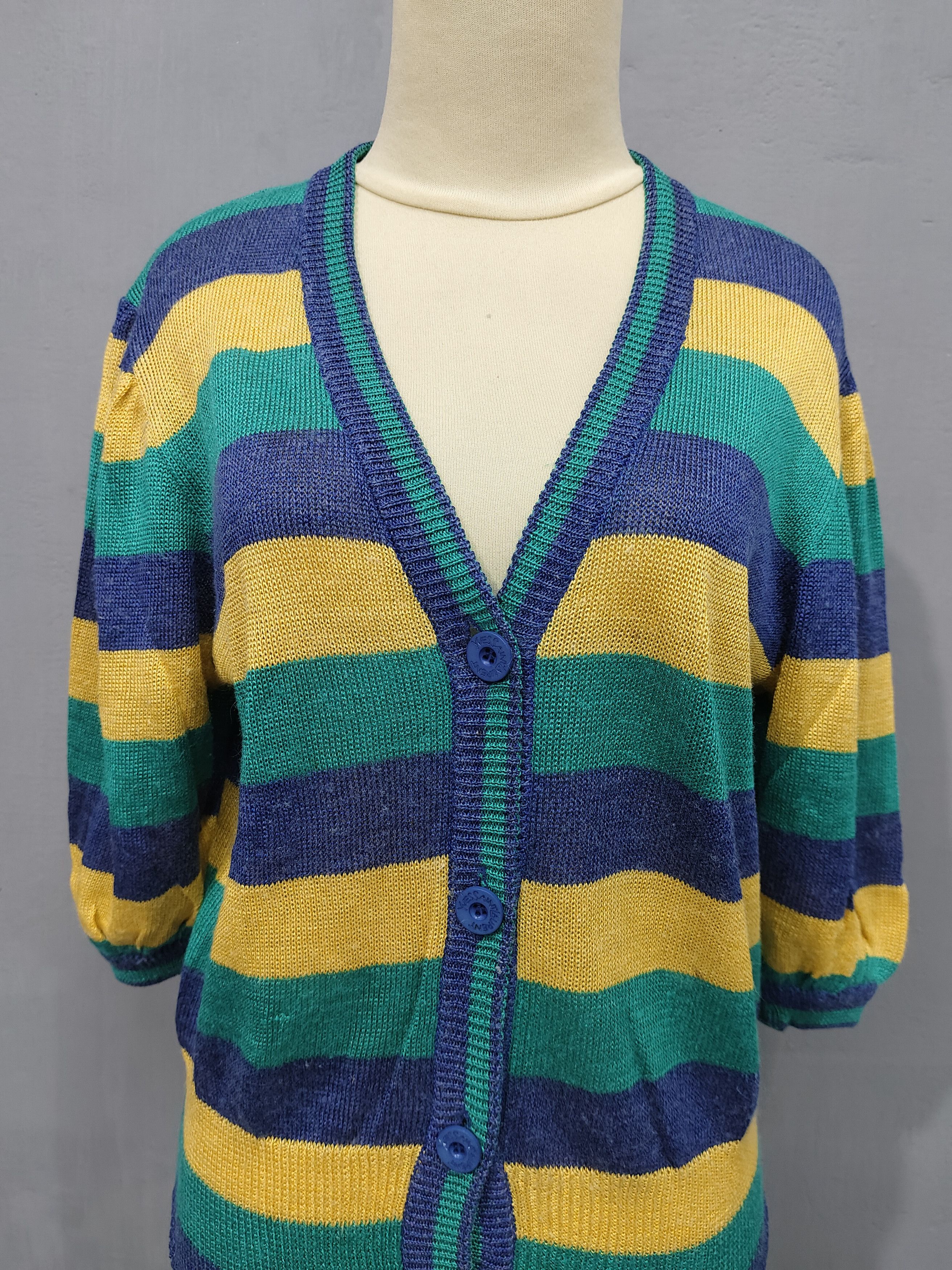 Yves Saint Laurent 80s Yves Saint Laurent Striped Short Cardigan Size M / US 6-8 / IT 42-44 - 2 Thumbnail