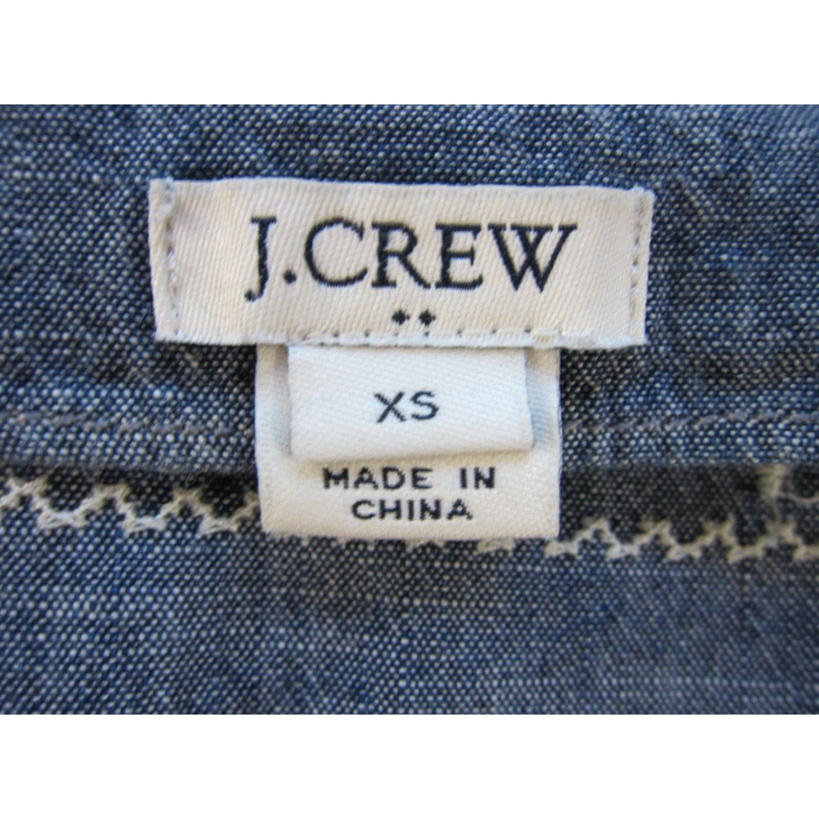 J.Crew VINTAGE J.Crew 100% Cotton Blue Embroidered Short Sleeve V-Neck Tunic Shift Dress XS Size 26" / US 2 / IT 38 - 3 Thumbnail