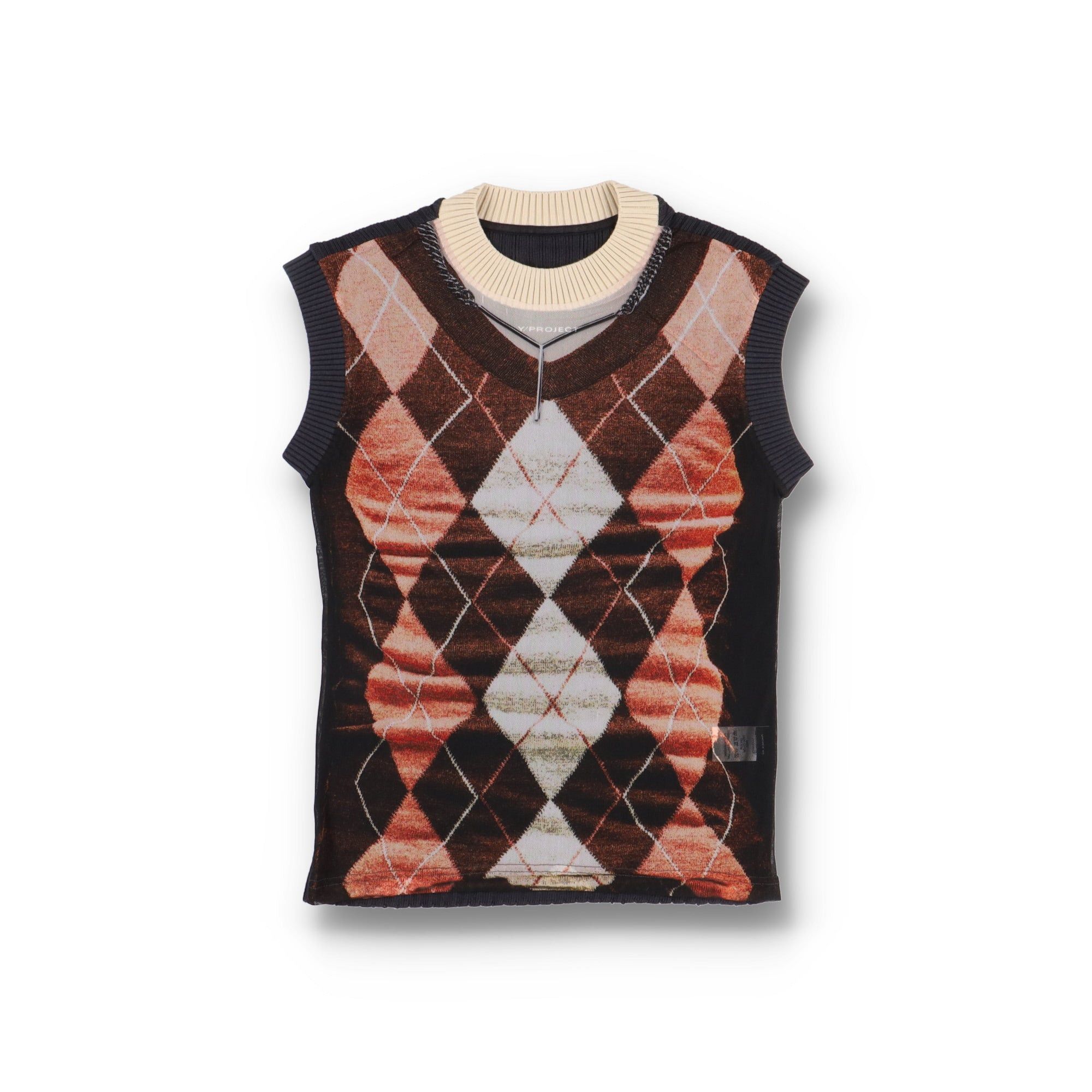 Argyle Trompe L'oeil Sleeveless Sweater