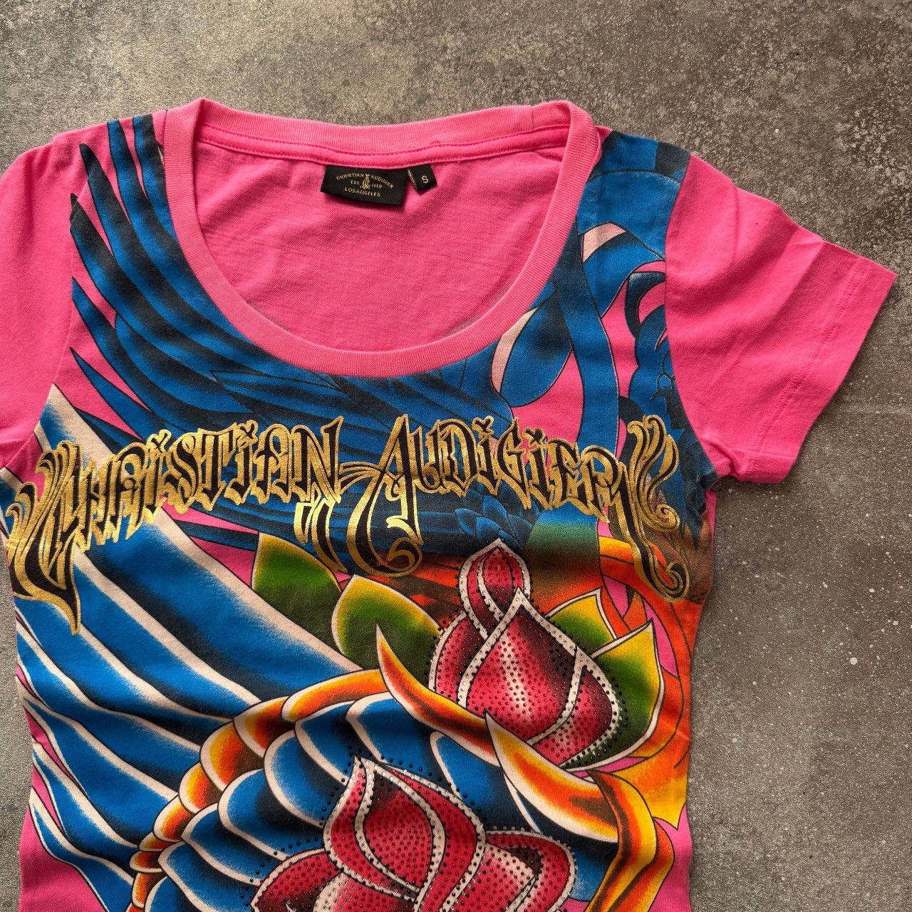 Ed Hardy Christian Audigier (Ed Hardy) Y2K Vintage Glam T-Shirt Size S / US 4 / IT 40 - 4 Thumbnail