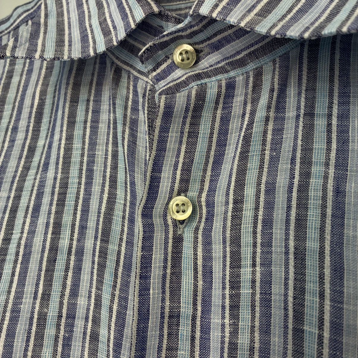 Etro Etro Milano 100% Linen Striped SS Shirt - Slim Fit XL Size US XL / EU 56 / 4 - 9 Thumbnail
