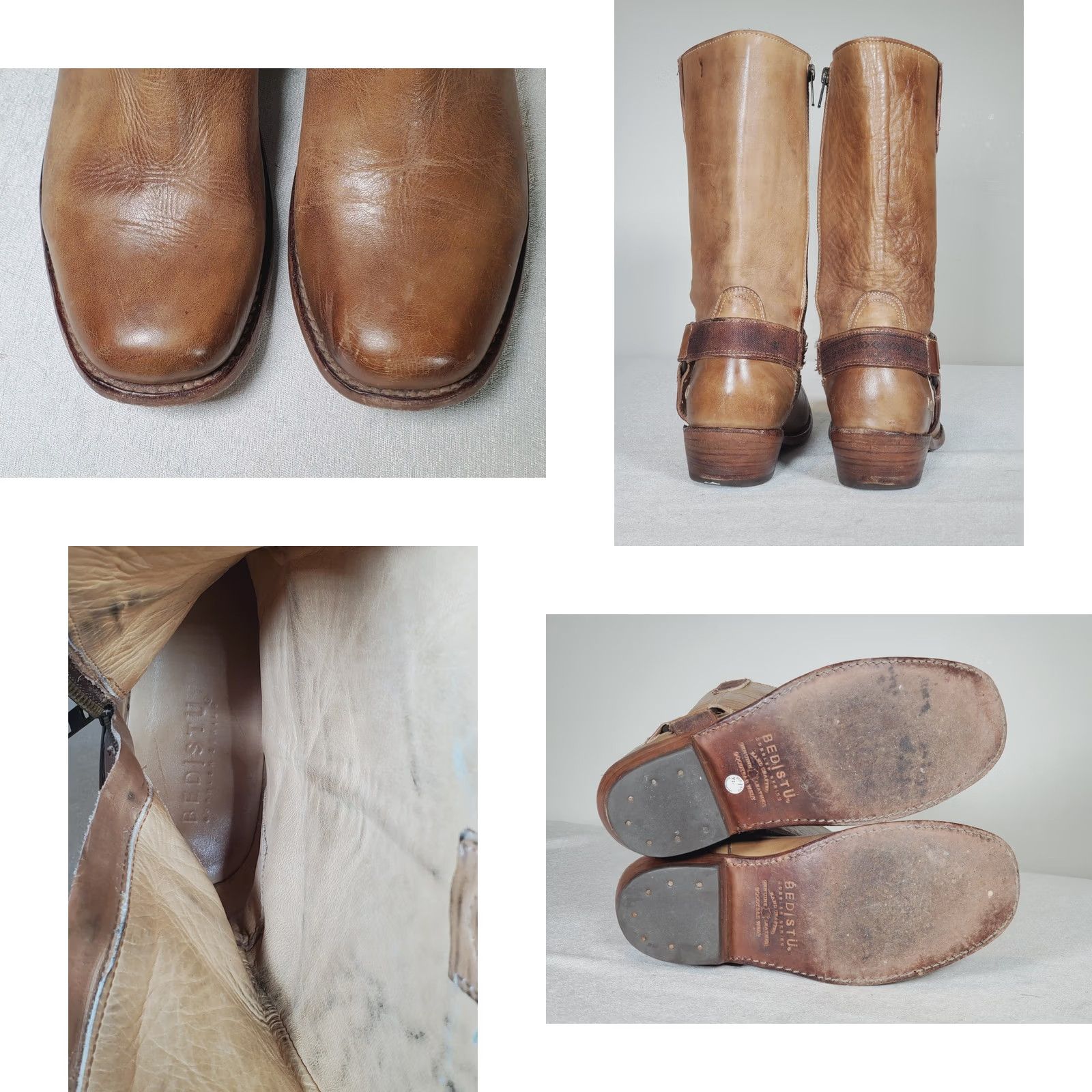Bed Stu Bed Stu Cobbler Series Harness Moto Boots Antiqued Cognac Leather Women's US 8.5 Size US 9 / IT 39 - 8 Thumbnail