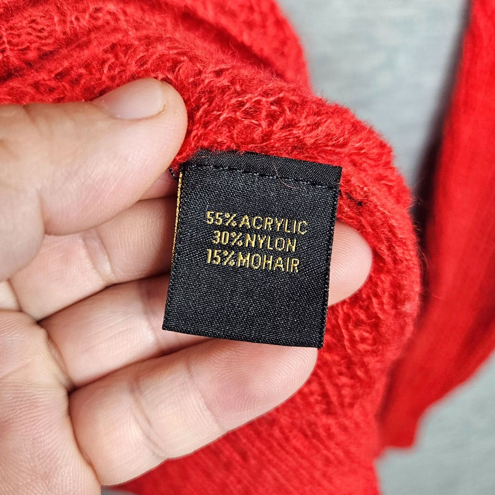 Vintage AS by DF Sweater Cardigan Women Regular M Red Solid V-Neck Modern 4 Seasons Knit Acrylic Mohair Nylon Button Casual Size M / US 6-8 / IT 42-44 - 3 Thumbnail