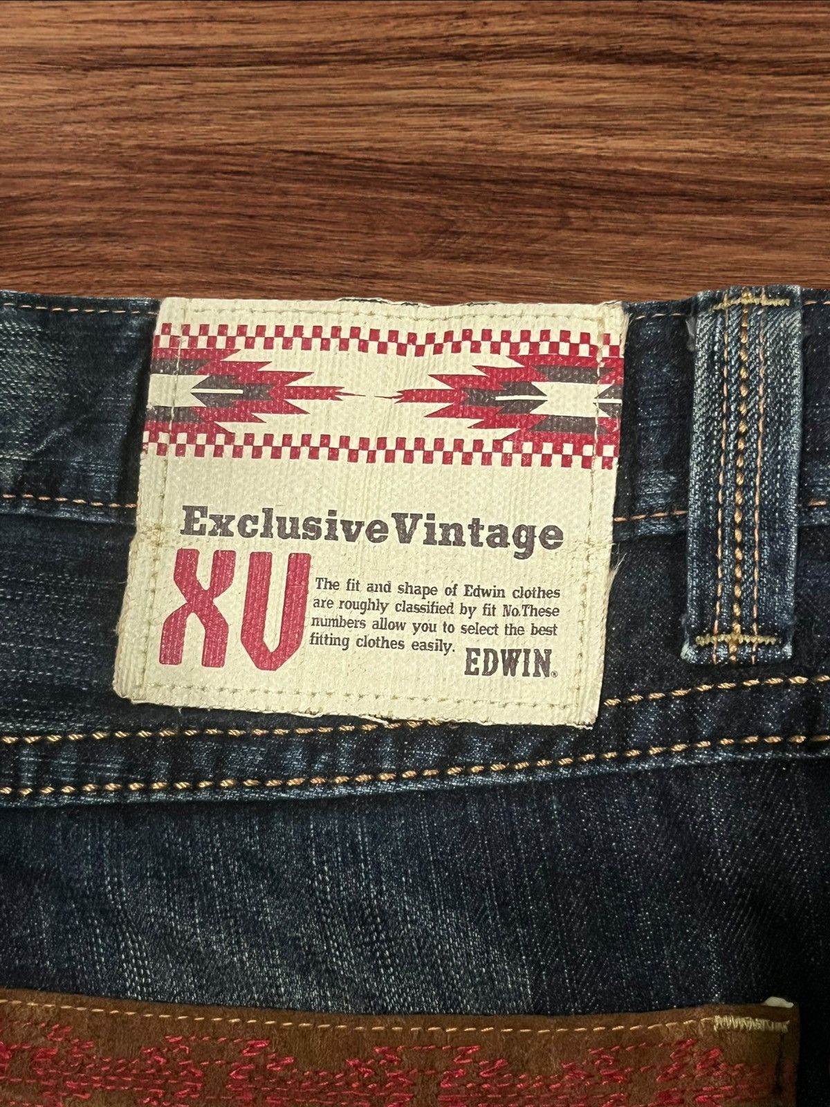 Edwin ⚡️Baggy⚡️Edwin Exclusive Vintage XV Distressed Dark Wash Jeans Size US 36 / EU 52 - 8 Thumbnail