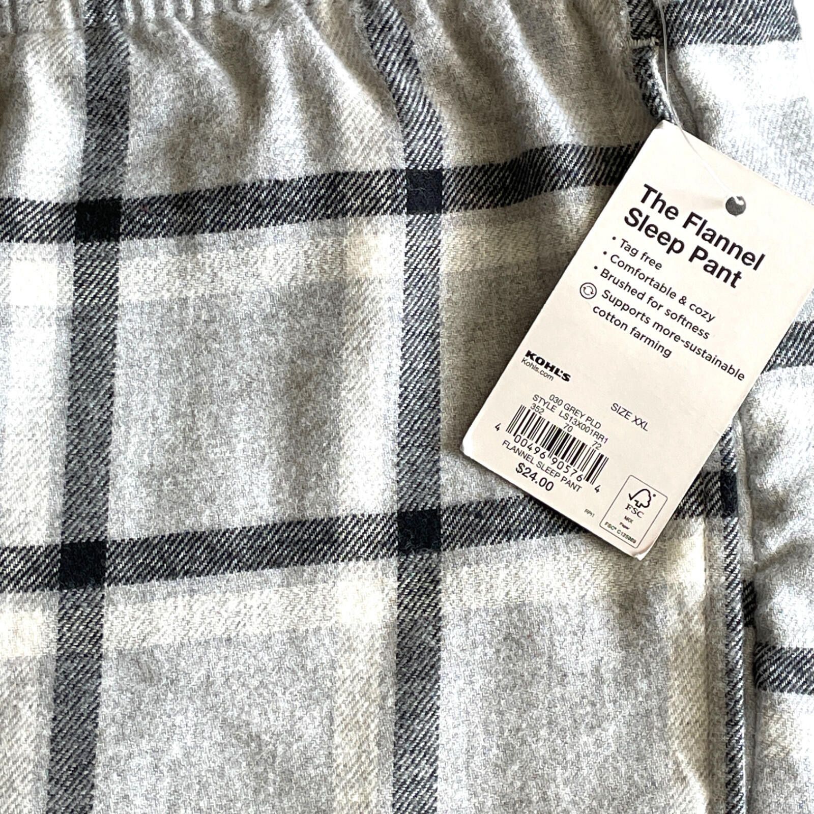 Sonoma Sonoma XXL Gray Plaid Flannel Sleep Lounge Pants NWT Size ONE SIZE - 5 Thumbnail
