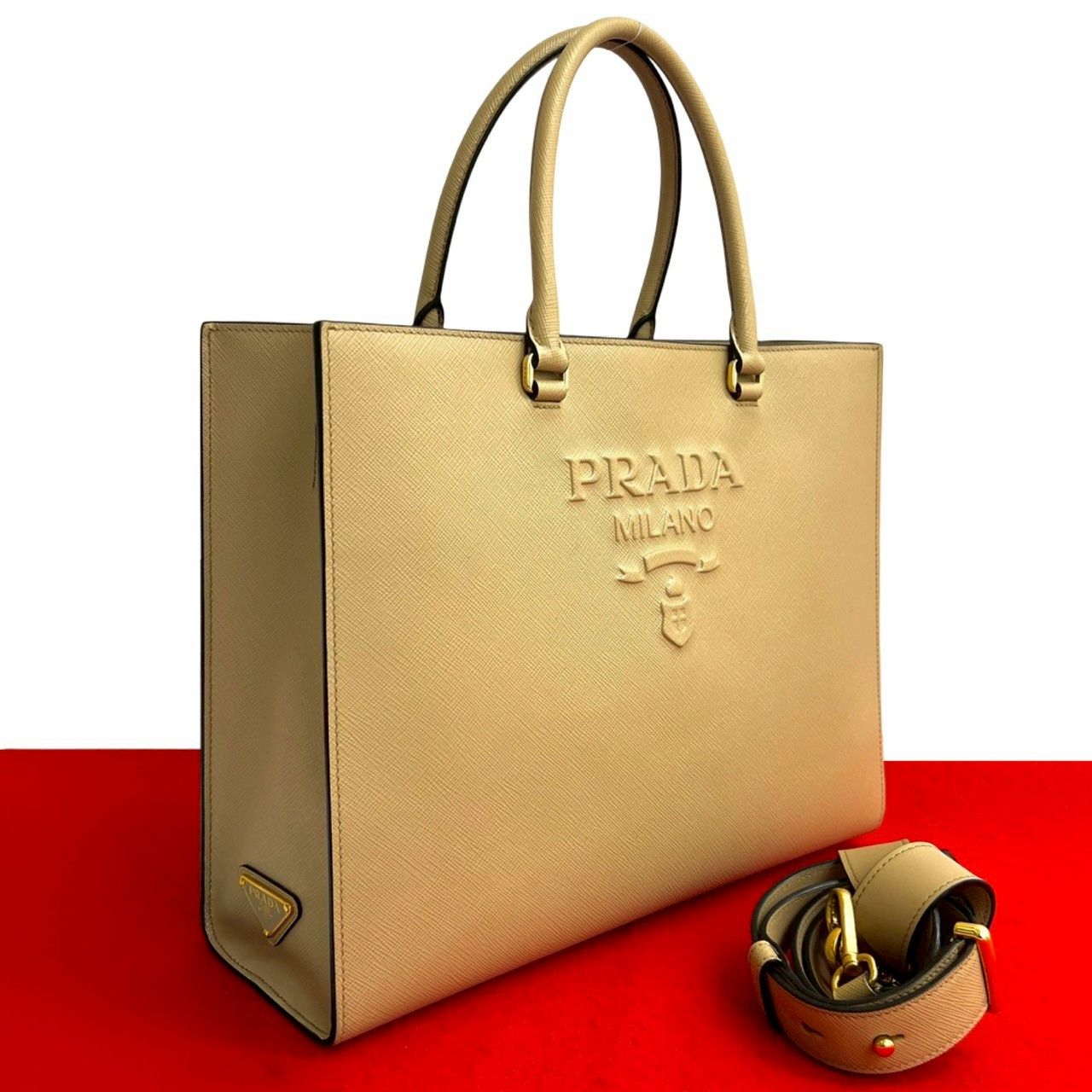 Prada Prada Prada Saffiano Leather 2way Handbag Leather Shoulder Bag DUTY FREE for USA Size ONE SIZE - 1 Thumbnail