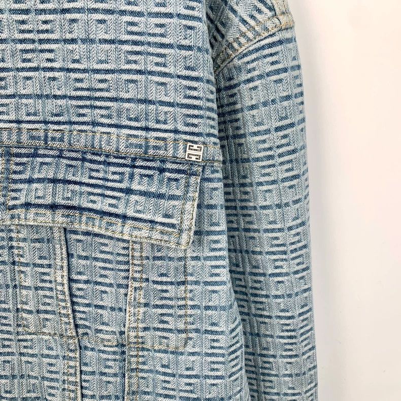 Givenchy Givenchy Blue Logo Jacquard Full Print Cotton Collar Long Size US S / EU 44-46 / 1 - 4 Thumbnail