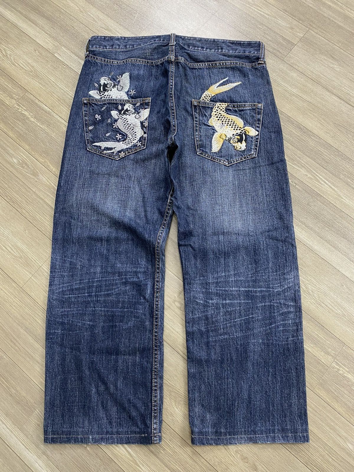 Ed Hardy Y2K Karakuri Tamashi Koi Embroidered Jeans Japanese Size US 30 / EU 46 - 1 Thumbnail