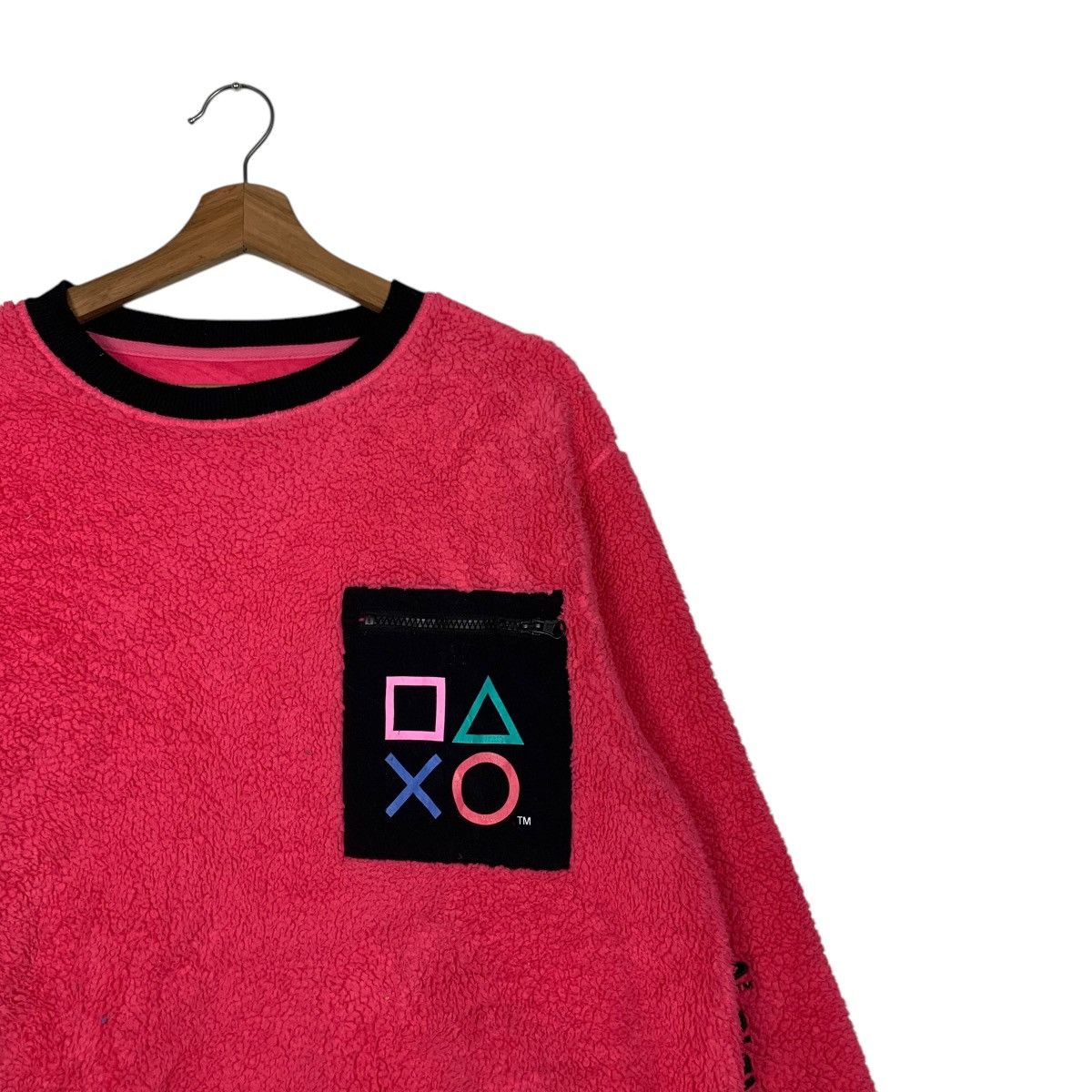 GU PLAYSTATION Embroidery Logo Pullover Pink Fleece #1587-C71 Size US XL / EU 56 / 4 - 5 Thumbnail