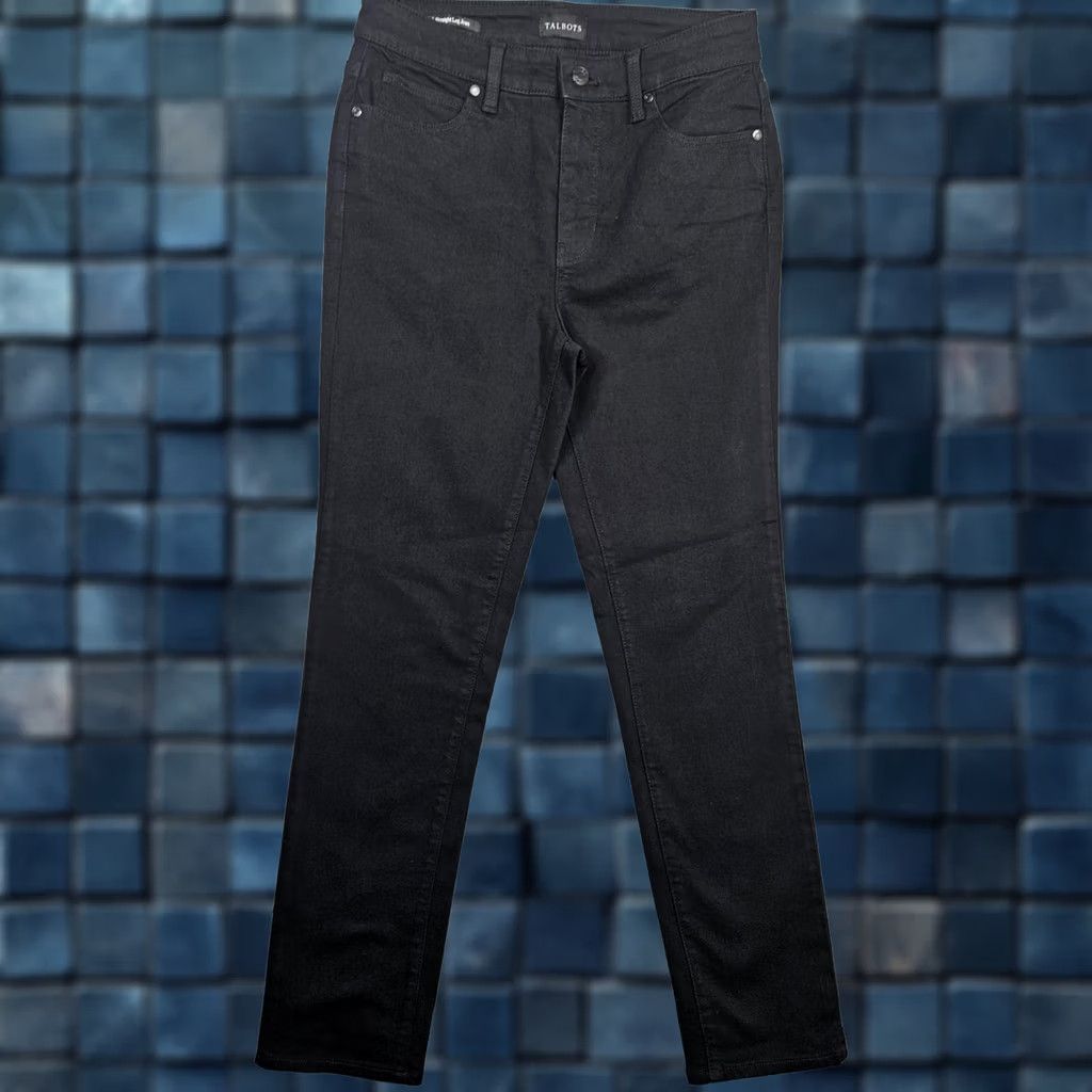 Talbots Talbots Women’s Dark Wash Zip Fly Straight Leg Jean Size 4P Black Denim 5-Pocket Regular Slim Fit Womens Size 27" / US 4 / IT 40 - 1 Thumbnail