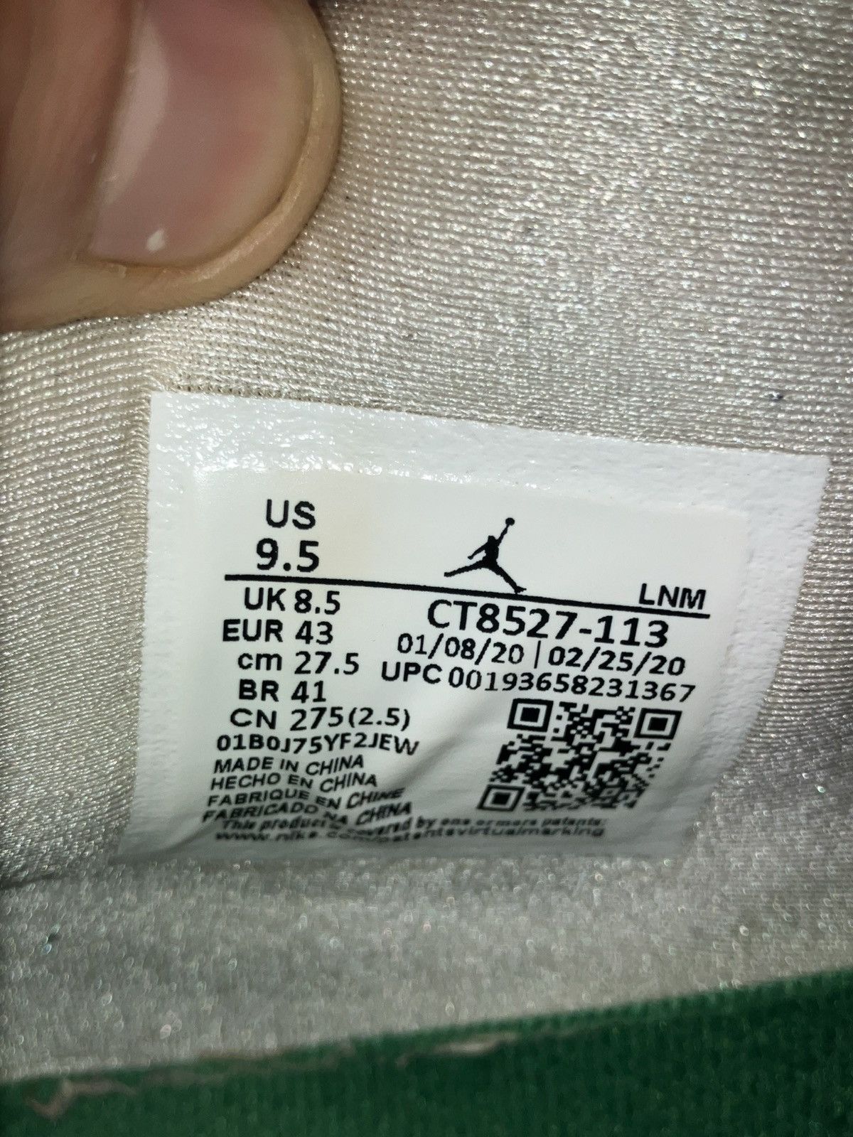 Jordan Brand Sz 9.5m- AJ4 Retro Metallic Green- used/og box Size US 9.5 / EU 42-43 - 8 Thumbnail