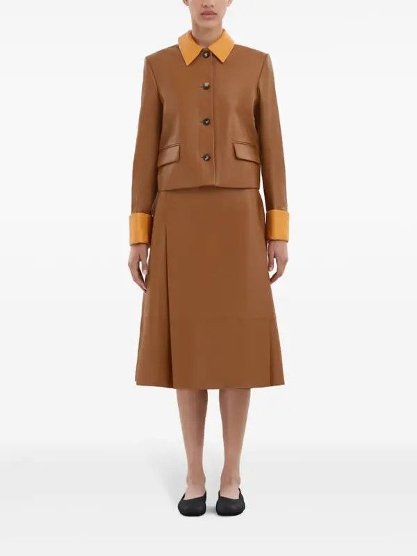 Marni oc11z0525 Contrasting Cuffs Jacket in Brown Size S / US 4 / IT 40 - 2 Thumbnail