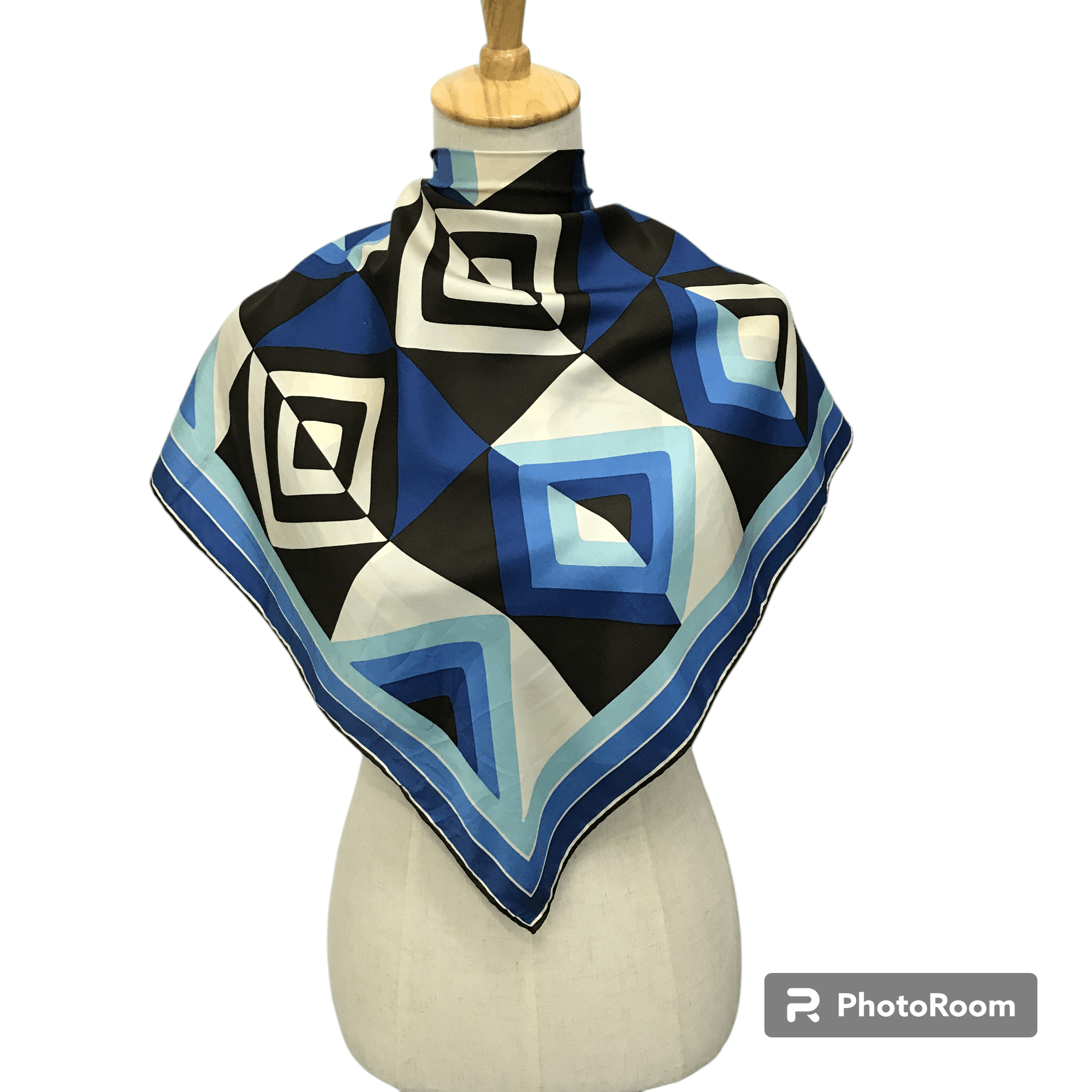 Japanese Brand Geometry Design Silk Scarf M103 Size ONE SIZE - 1 Thumbnail
