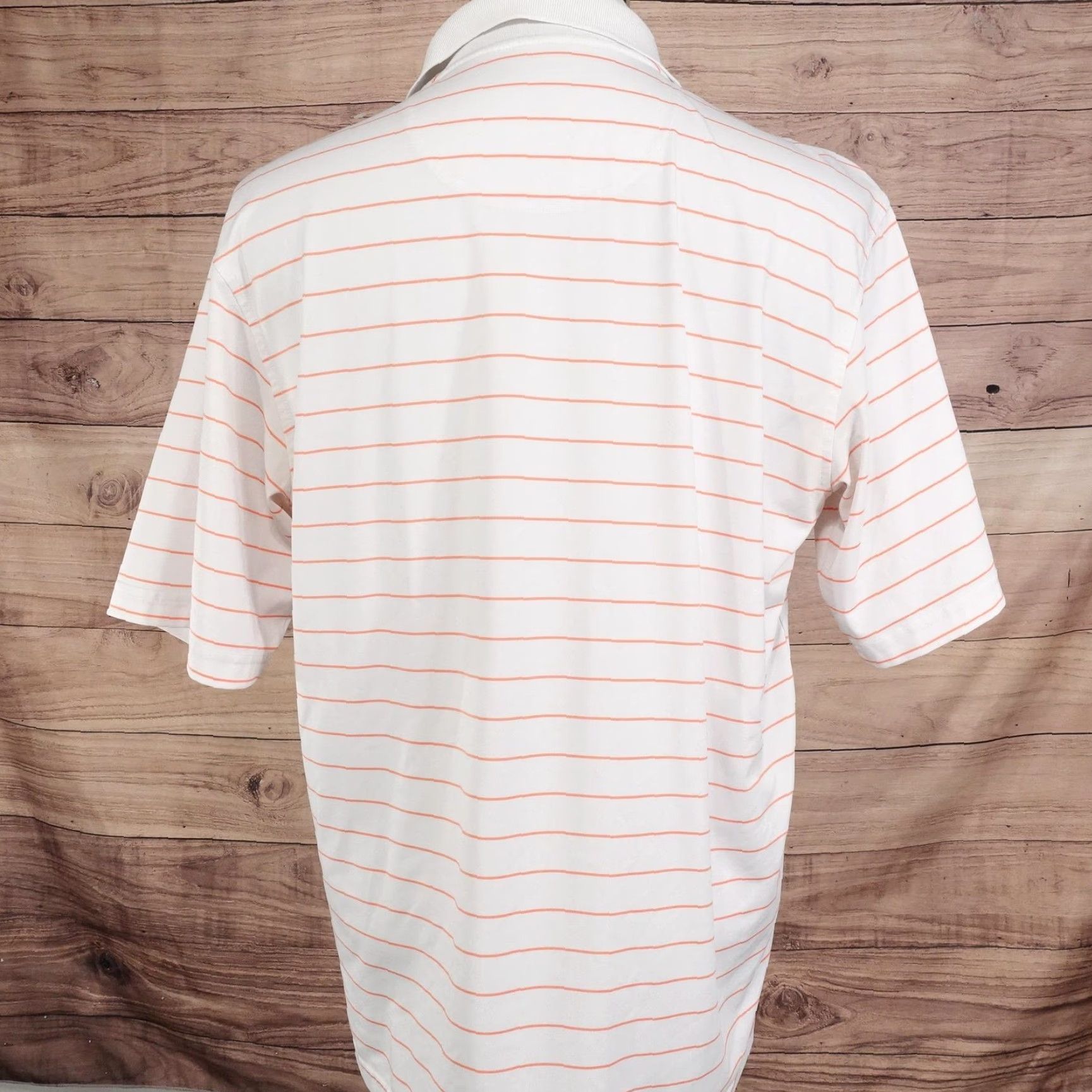 Vintage Pebble Beach Polo Shirt Mens Large White Orange Stripe Performance Golf Polo Shirt Mens Large White Striped Polo Golf Size US L / EU 52-54 / 3 - 4 Thumbnail