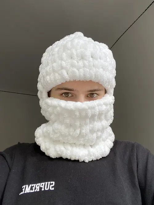 Handmade Handmade Knitted Balaclava Ski Mask Bunny Style TikTok Size ONE SIZE - 4 Thumbnail