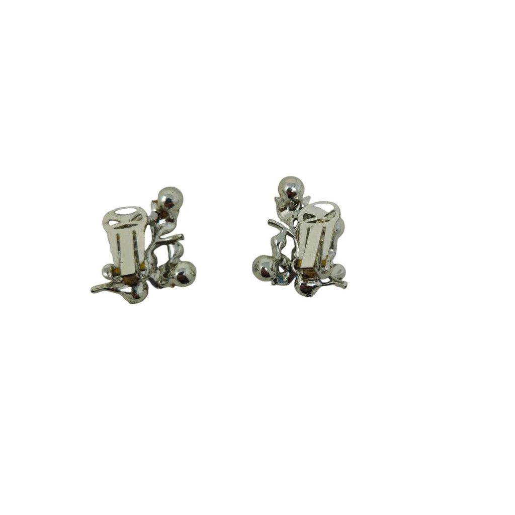 Handmade Charming vintage floral blue & silver clip-on earrings Size ONE SIZE - 6 Thumbnail