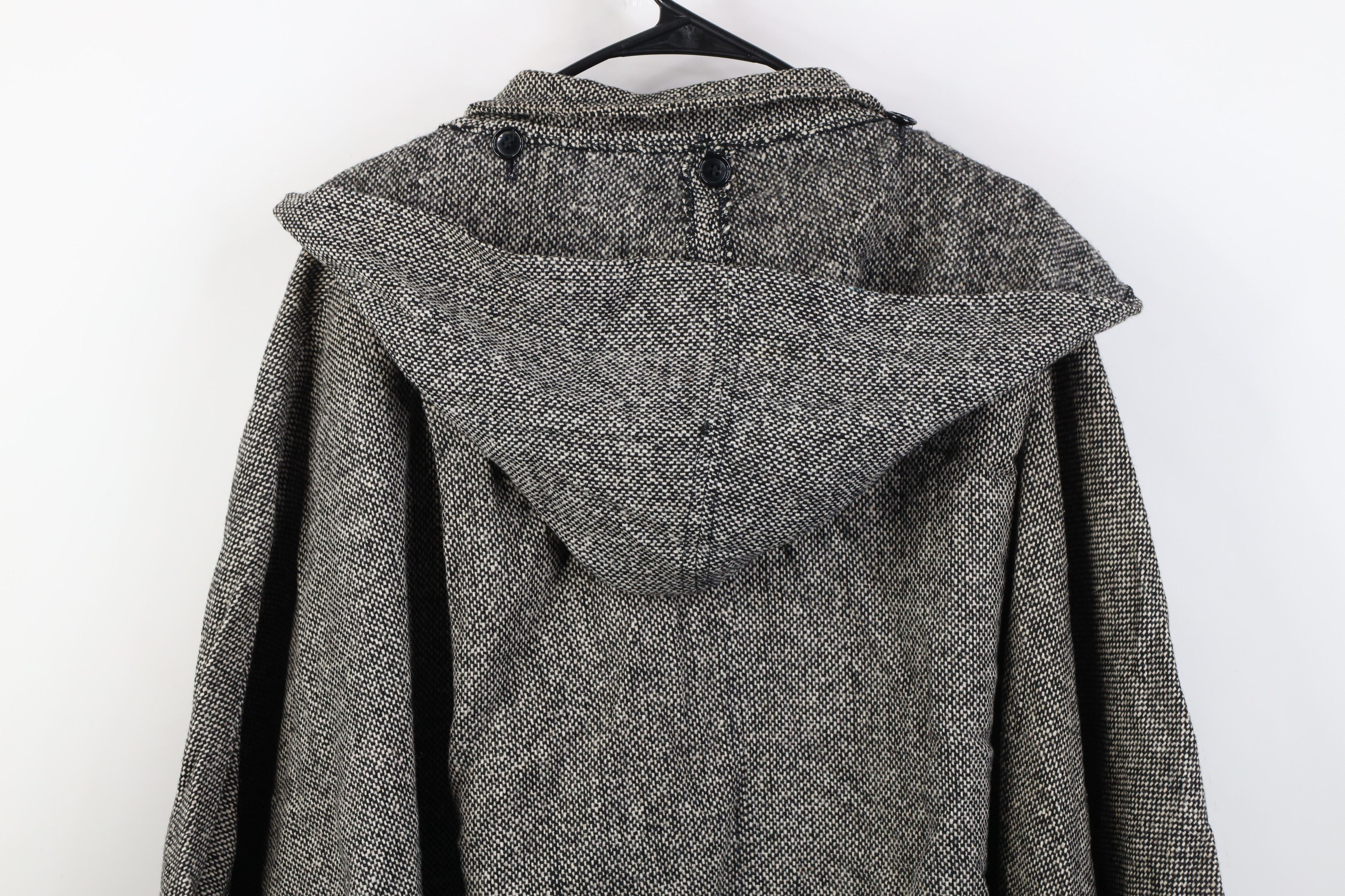 Vintage Vintage 90s Streetwear Wool Tweed Hooded Cape Jacket USA Size ONE SIZE - 12 Thumbnail