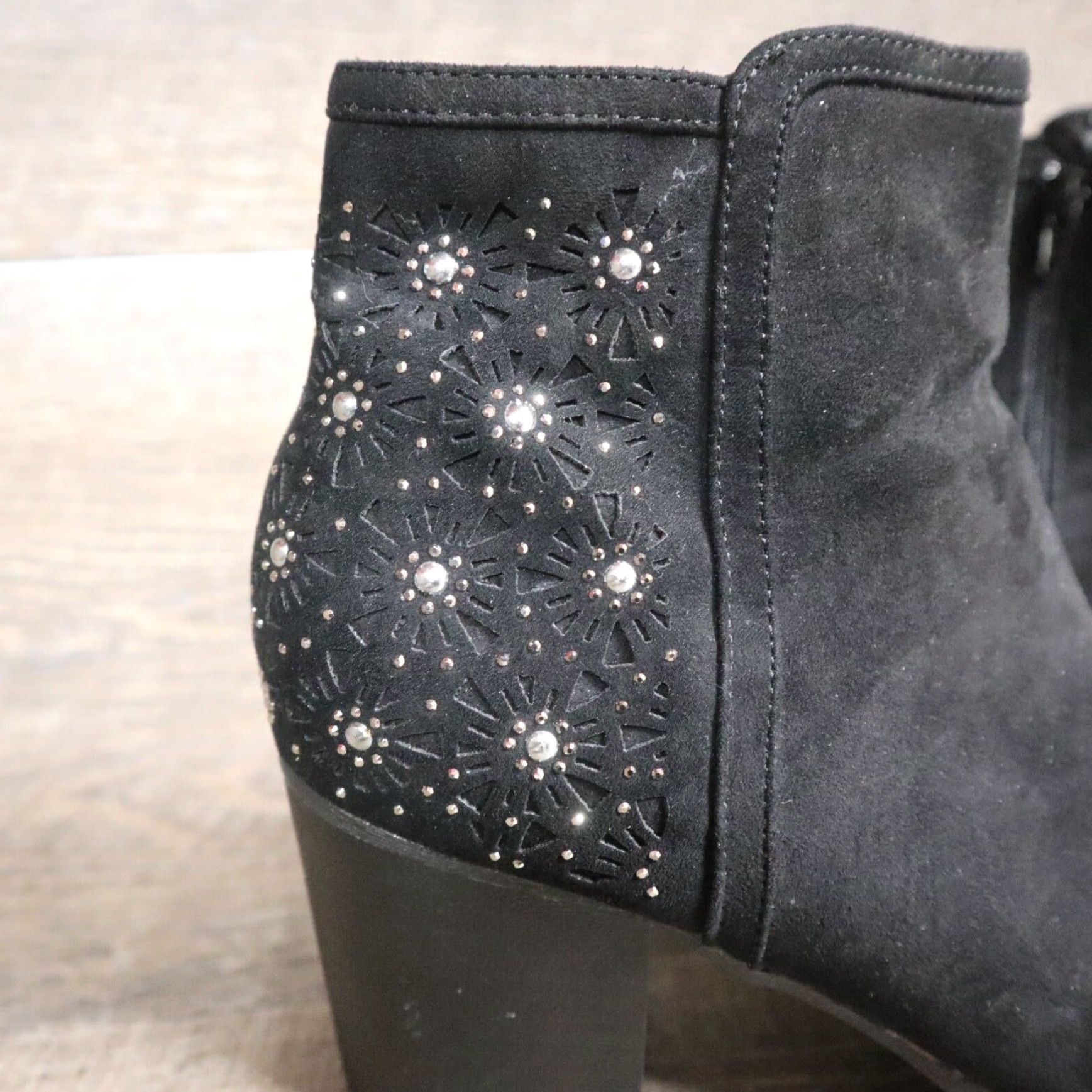 Sugar Sugar Western Bootie Heel, Black Suede, Women's Size 10, Riding Equestrian Boots Size US 10 / IT 40 - 2 Thumbnail