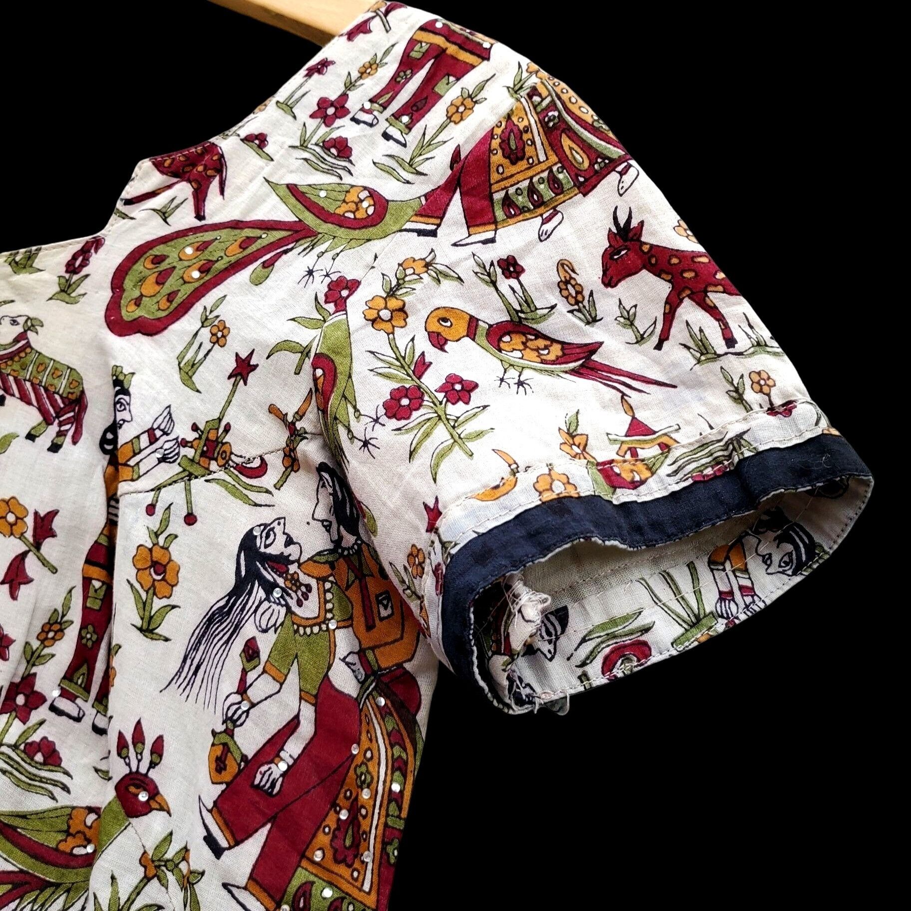 Vintage Bollywood Tunic Dress Indian Cotton Kameez S Peacock Festiva Size S / US 4 / IT 40 - 8 Thumbnail