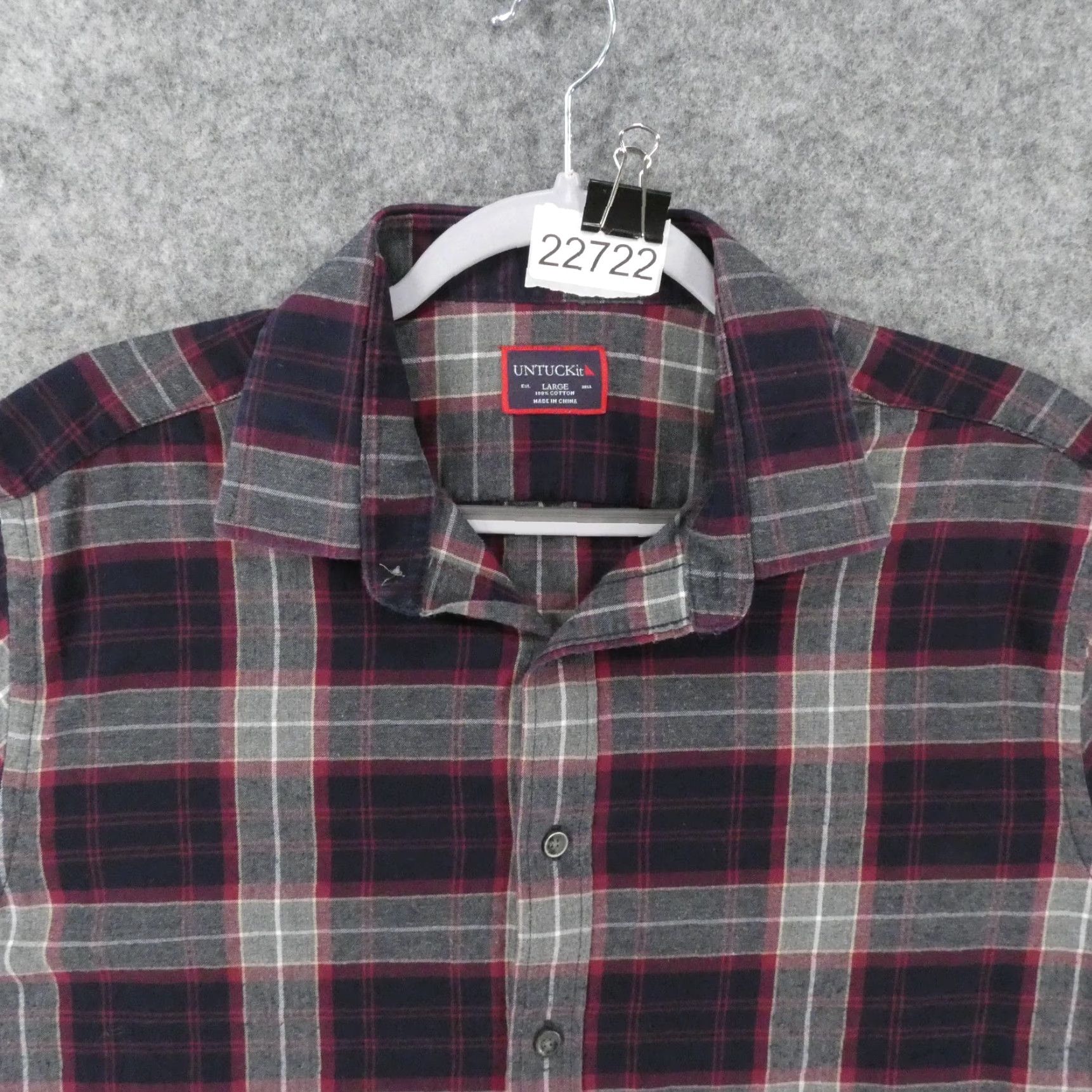 UNTUCKit UNTUCKit Shirt Mens Large Long Sleeve Button Up Navy Gray Red Plaid Size US L / EU 52-54 / 3 - 2 Thumbnail