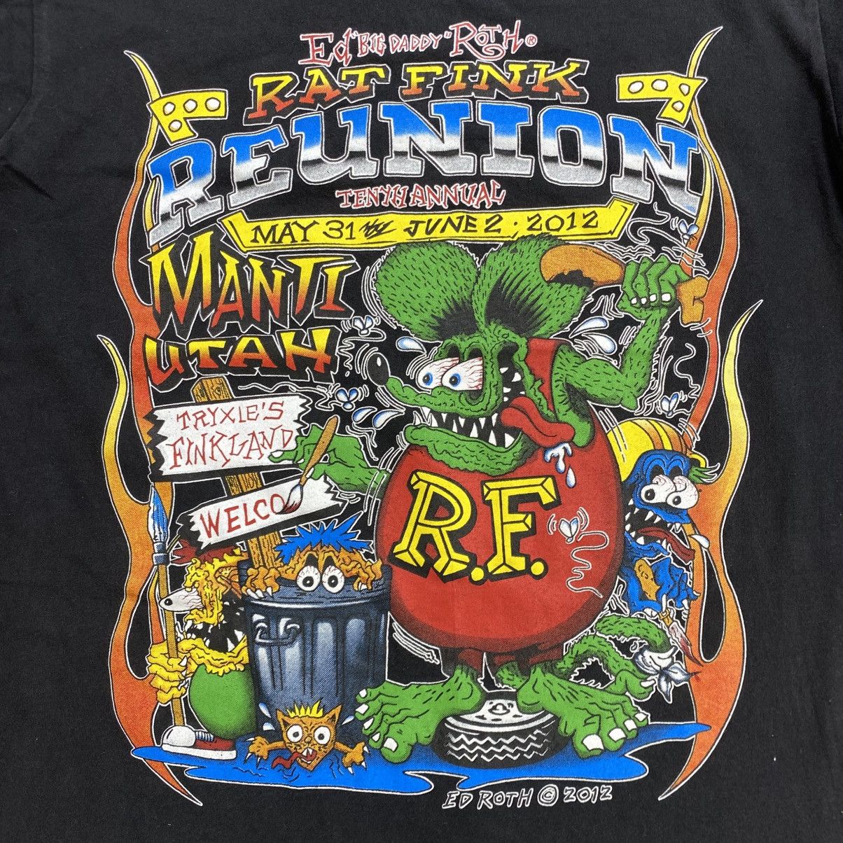 Japanese Brand 2012 Rat Fink Hot Rod Reunion Manti Utah Graphic Tee Size US S / EU 44-46 / 1 - 5 Thumbnail