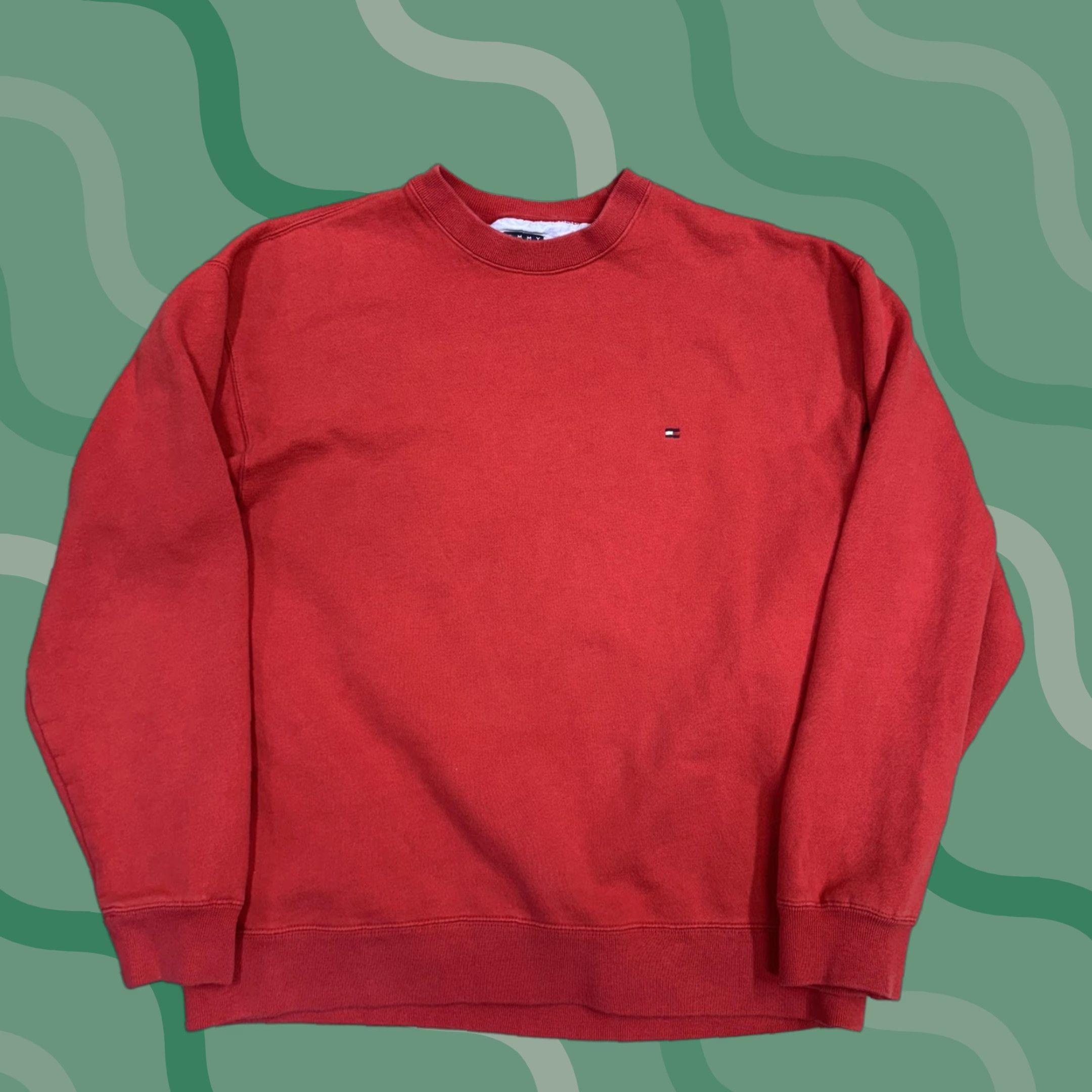 Tommy Hilfiger Tommy Hilfiger Sweatshirt Mens Large Red Fleece Crewneck Pullover Logo Embroidered Size US L / EU 52-54 / 3 - 1 Thumbnail