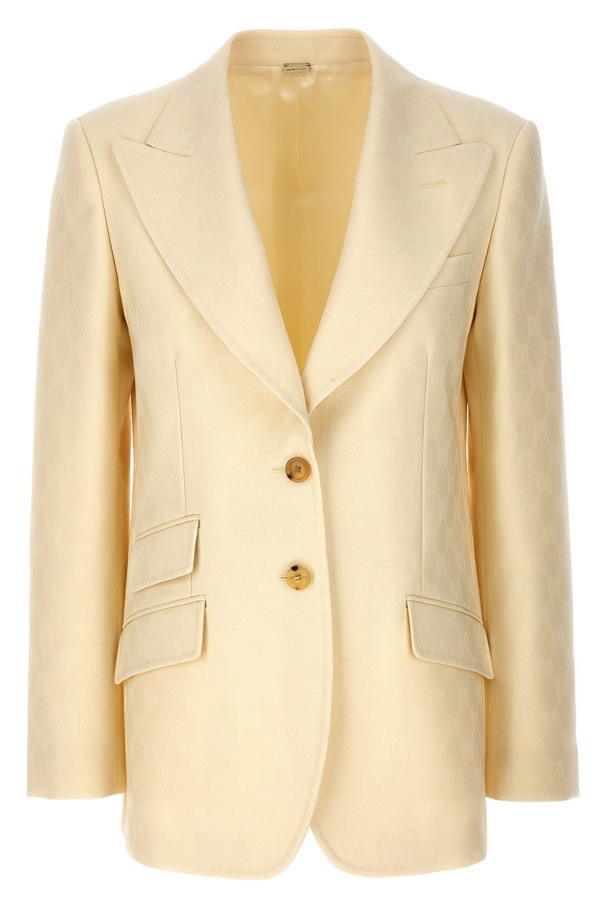 image of Gucci Single-Breasted Jacquard Logo Blazer in White, Women's (Size Medium)