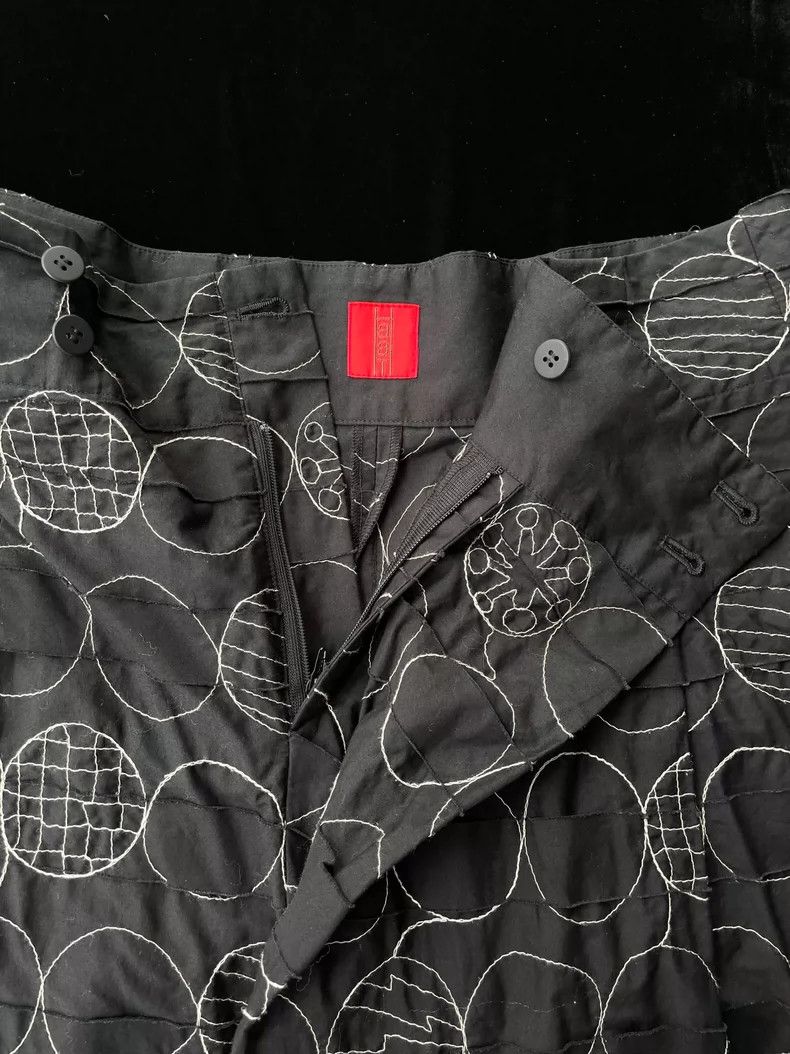 Issey Miyake Issey Miyake size:3 Black embroidered wide-leg pants Size 31" - 4 Thumbnail