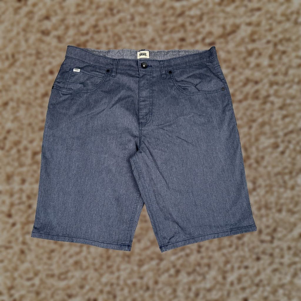 Vans VANS Mens Chino Shorts 36 Blue Denim 5-Pocket Flat Front Zip Fly Casual Skate Spin: 11" Inseam, Medium Wash, Regular Fit, Cotton Blend, Outdoor Mens Size US 36 / EU 52 - 1 Thumbnail