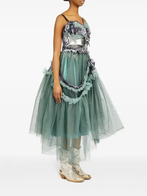 Maison Margiela o1mle0426 Midi Dress in Pale Blue Green Size S / US 4 / IT 40 - 3 Thumbnail