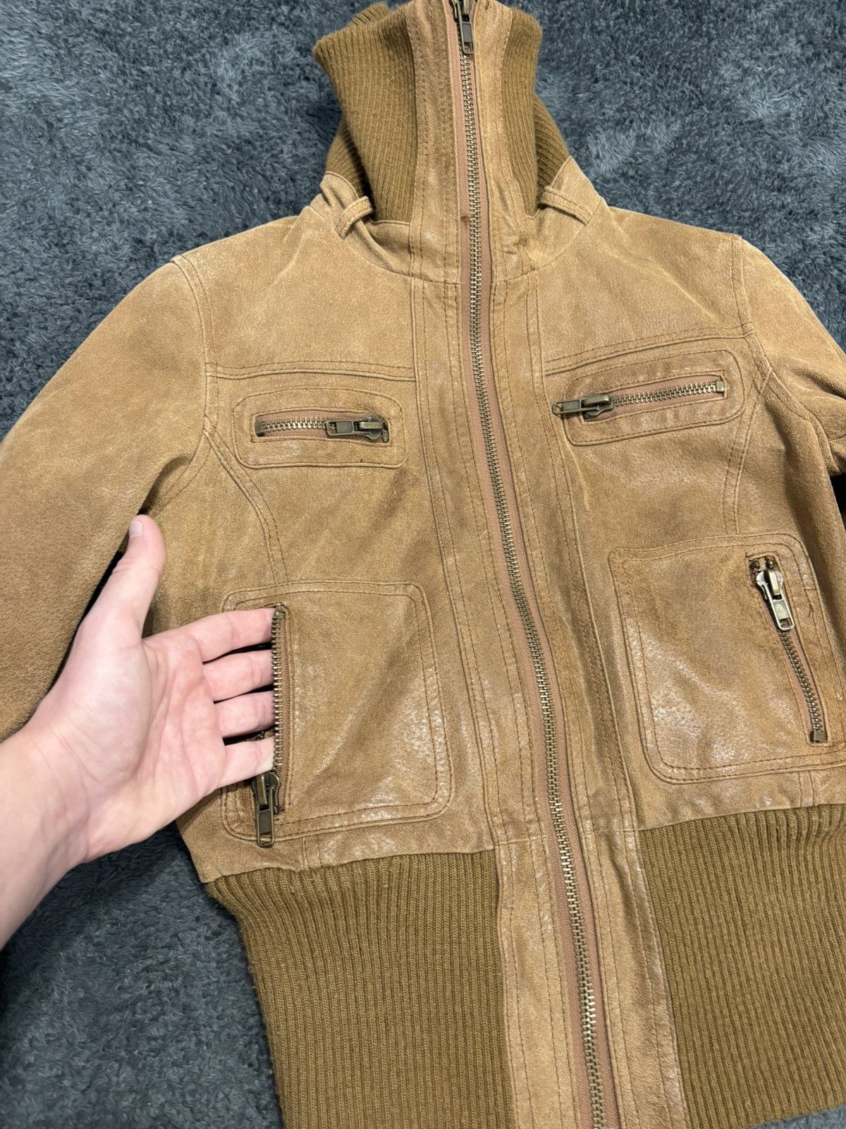 Japanese Brand 2000s Style Vintage Y2K High Neck Real Leather Jacket Rick Size M / US 6-8 / IT 42-44 - 8 Thumbnail