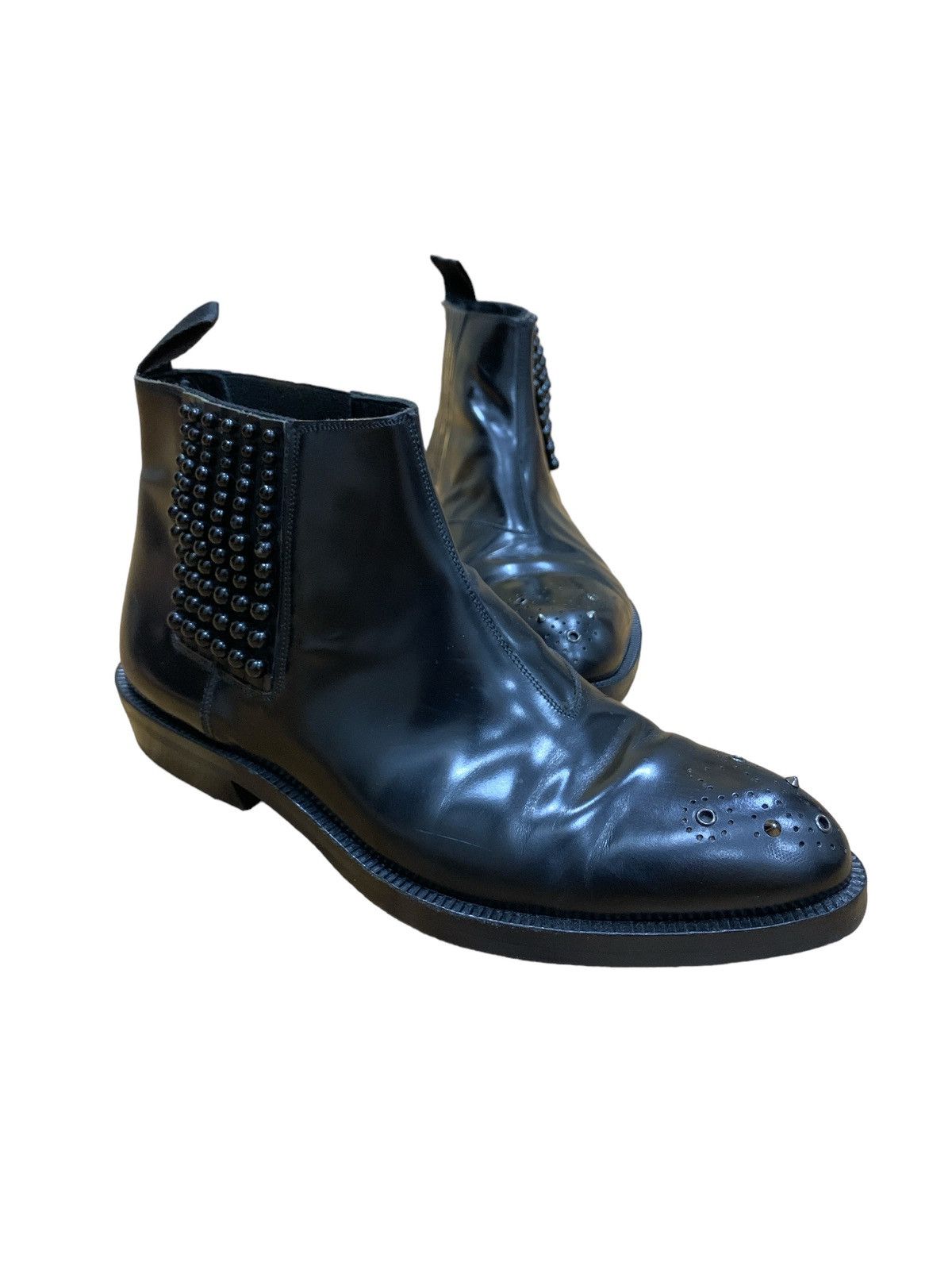 Leather × Sergio Rossi SERGIO ROSSI STUDDED LEATHER CHELSEA BOOTS Size US 5.5 / EU 38 - 1 Thumbnail
