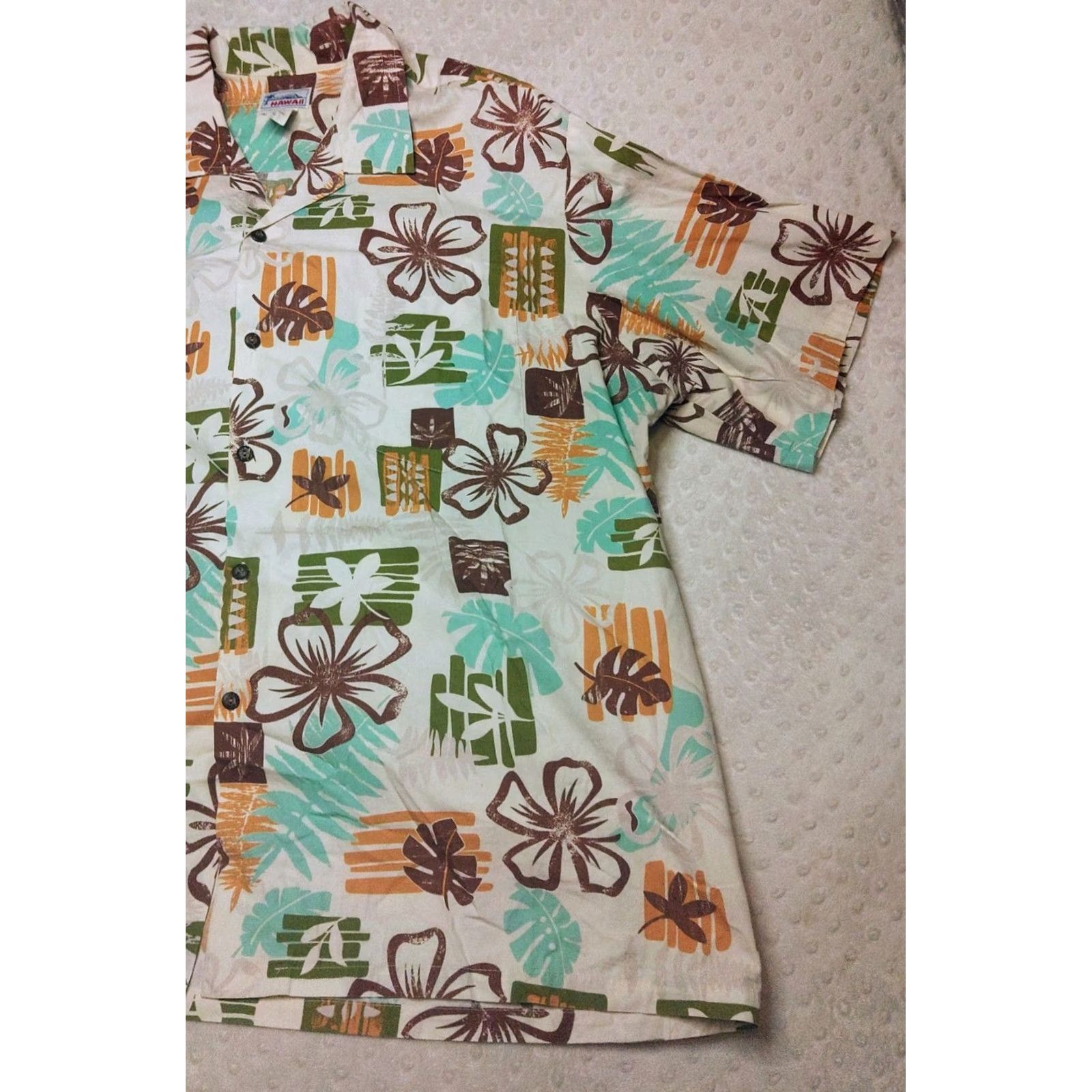 J Brand Hawaii Brand Hawaiian Shirt 3XL White Geometric Floral Pattern Vintage Casual Shirt Mens Size US XXL / EU 58 / 5 - 2 Thumbnail