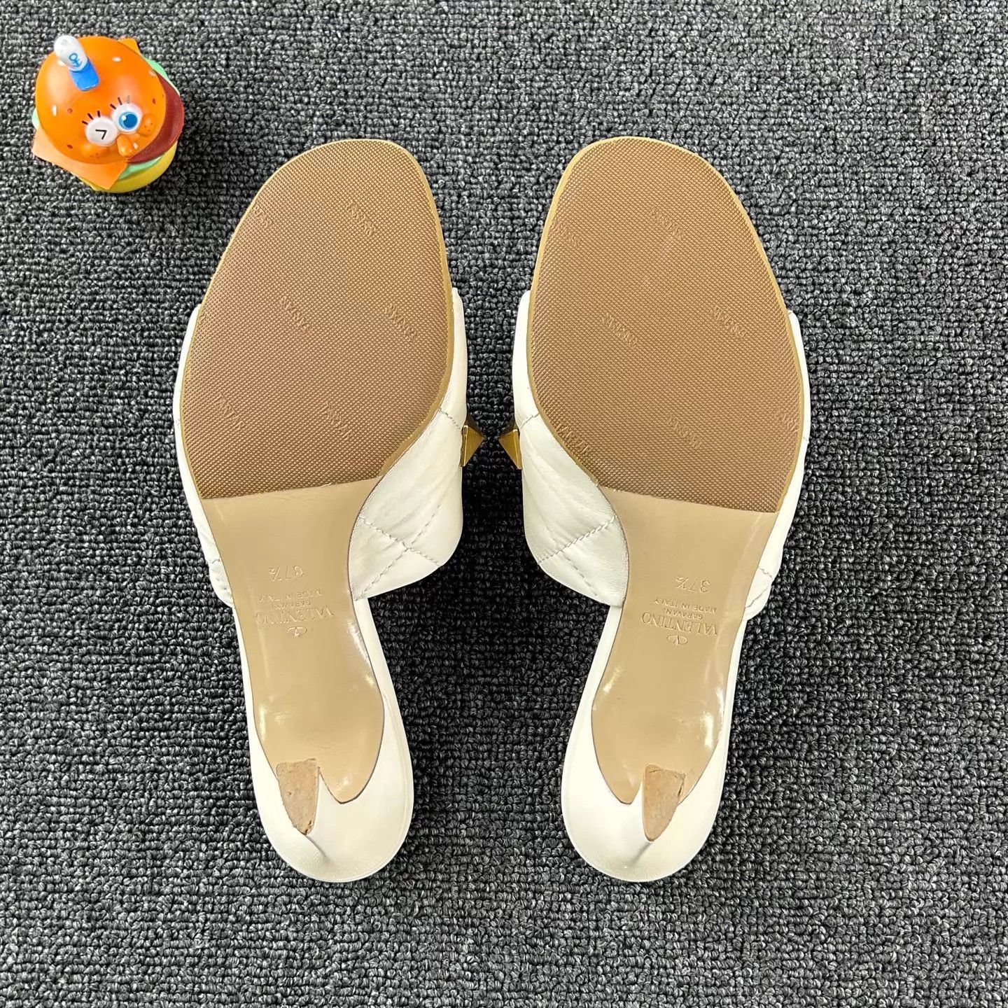 Valentino Valentino White Studded Heeled Slipper Heels 37.5 Size US 7 / IT 37 - 6 Thumbnail