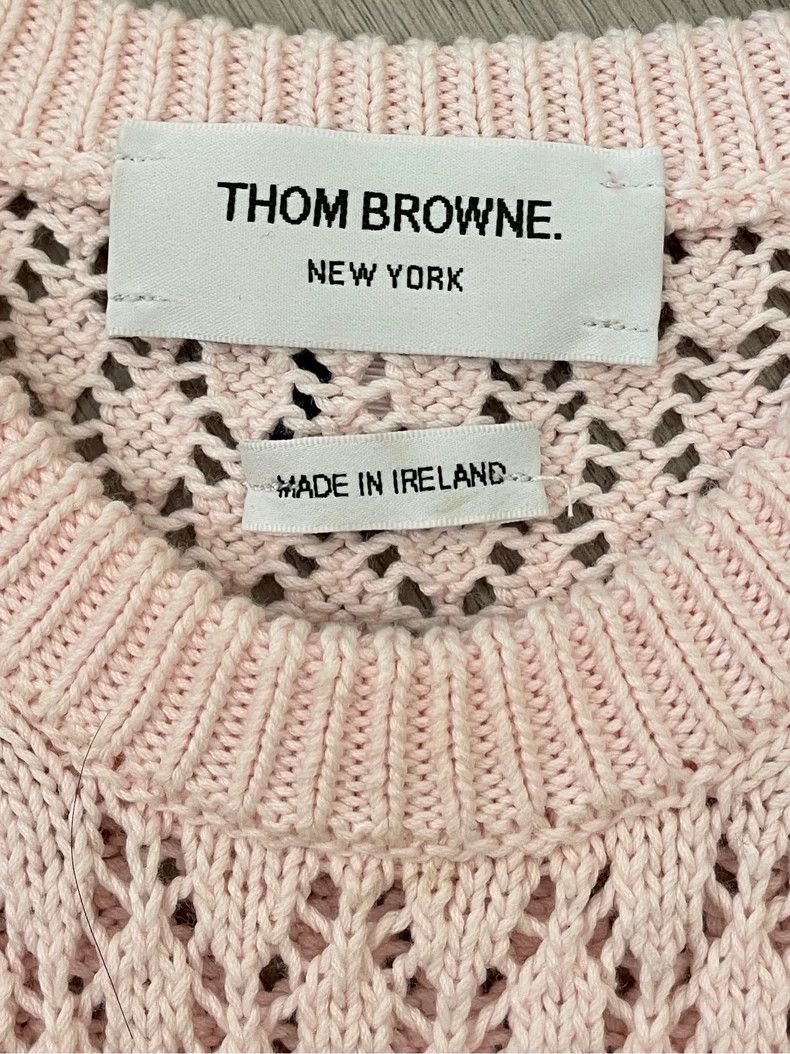 Thom Browne Thom browne Pink shell jacquart knitted short sleeves 2504- Size XS / US 0-2 / IT 36-38 - 5 Thumbnail