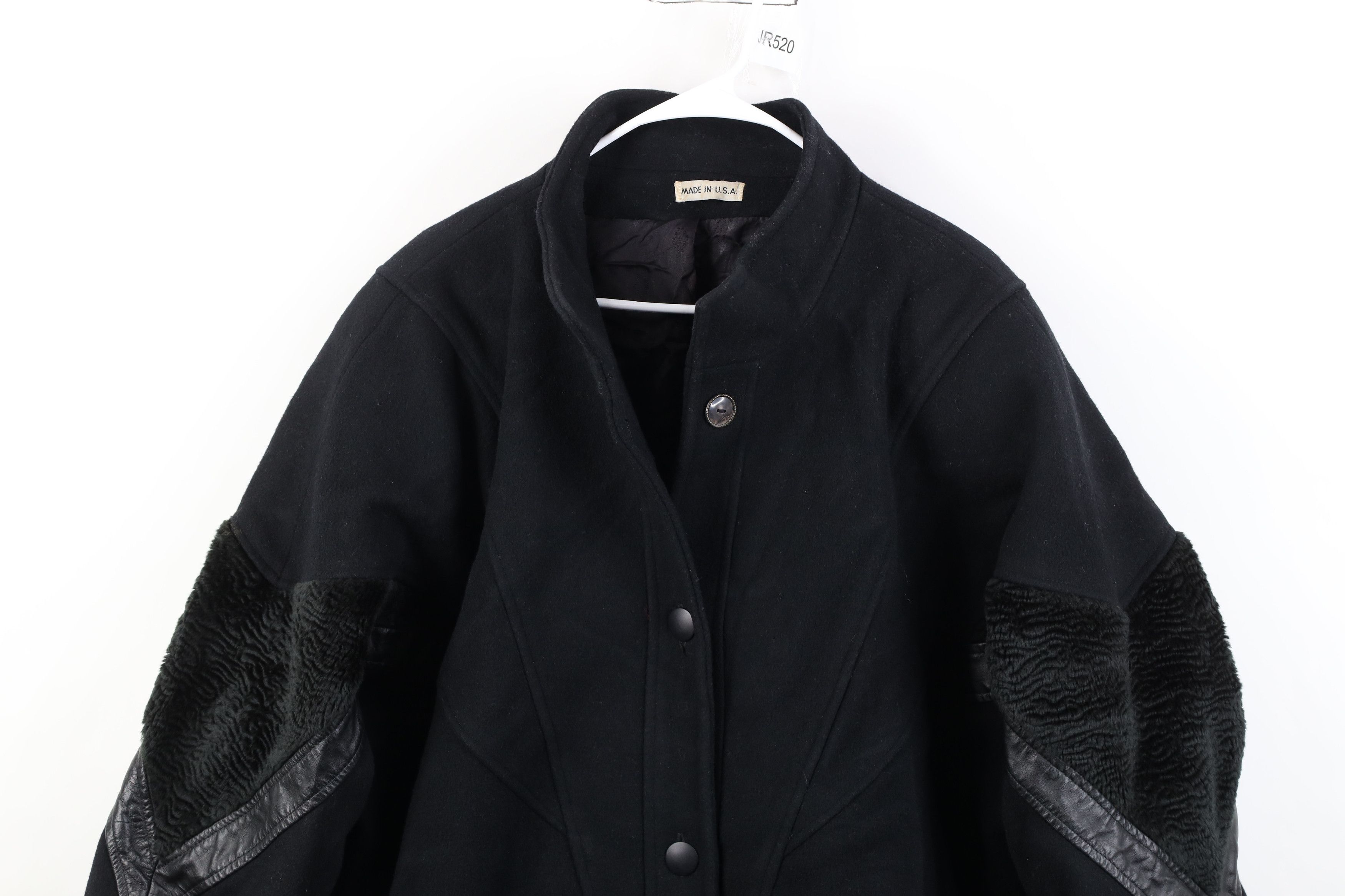Vintage Vintage 90s Streetwear Wool Leather Trim Overcoat Jacket USA Size XXL / US 16-18 / IT 52-54 - 2 Thumbnail