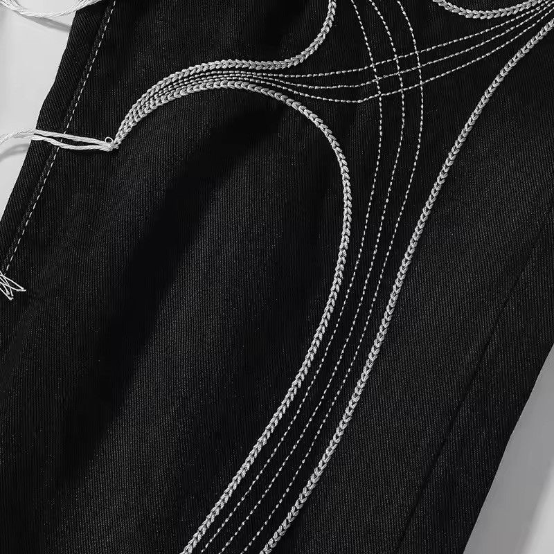 Vintage Embroidery String Stacked Black Jeans Size US 34 / EU 50 - 8 Thumbnail