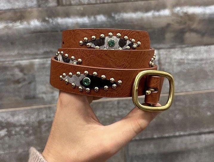Japanese Brand Brown studded western style 102 cm Size 34 - 9 Thumbnail