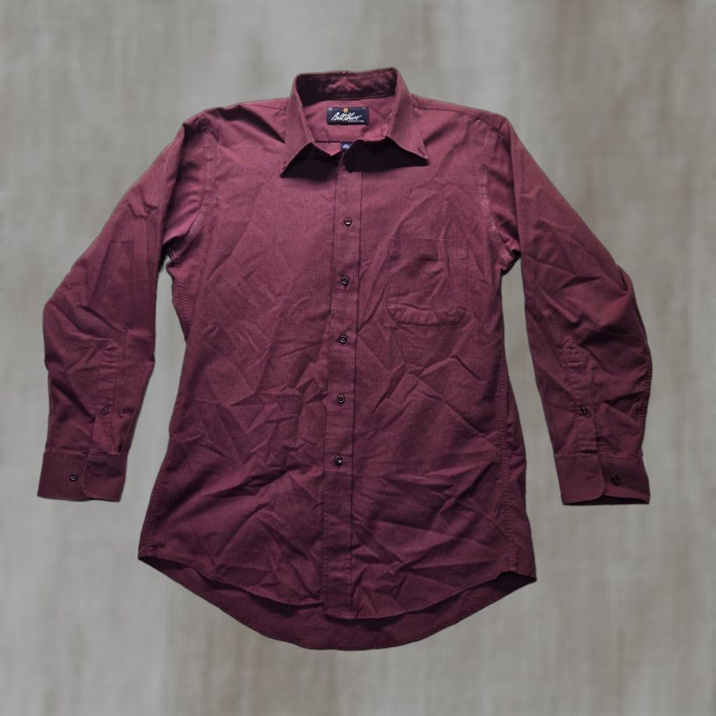 Bill Blass Bill Blass Shirt Button-Up Long Sleeve Burgundy Red Adult Mens 15.5 Size US L / EU 52-54 / 3 - 1 Thumbnail