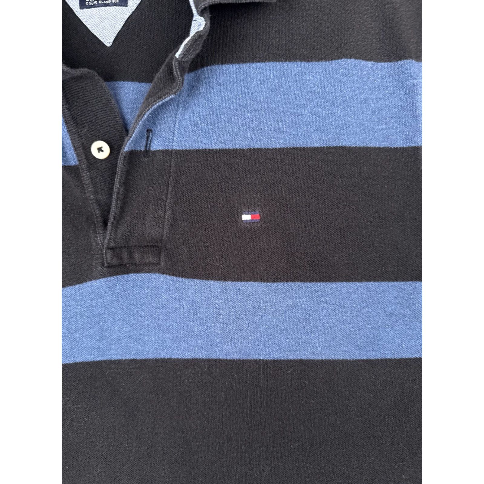 Tommy Hilfiger Tommy Hilfiger Polo Shirt Men Medium Blue Black Stripe Slim 100% Cotton Polo Shirt Slim Men Blue Stripe 100% Cotton TH (Regular) Size US M / EU 48-50 / 2 - 6 Thumbnail