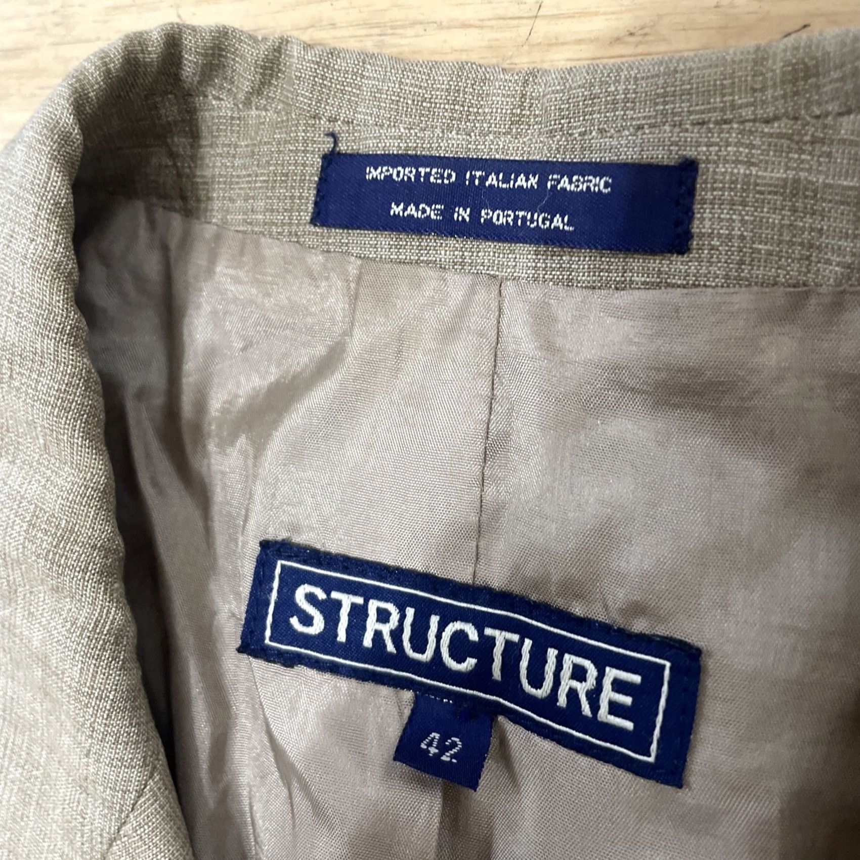 Vintage STRUCTURE Linen Blazer Men 42 Brown Vintage 90s Retro Sport Coat Summer Comfort Jacket Blazer Mens 42 Brown Vintage 90s Size 42R - 7 Thumbnail