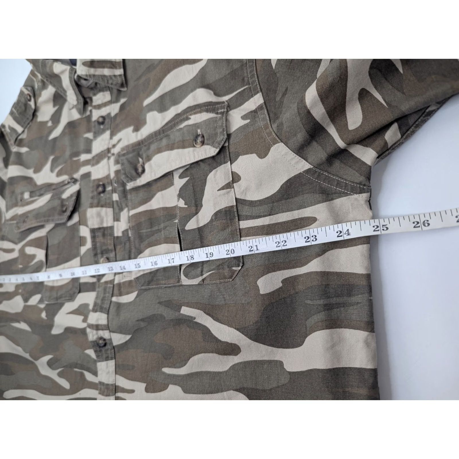 Vintage Cabela's Shirt Men's L Camouflage Button Long Sleeve Utility Field Hunting Military Brown Cotton Canvas Shirt (M) Mens Size US L / EU 52-54 / 3 - 6 Thumbnail