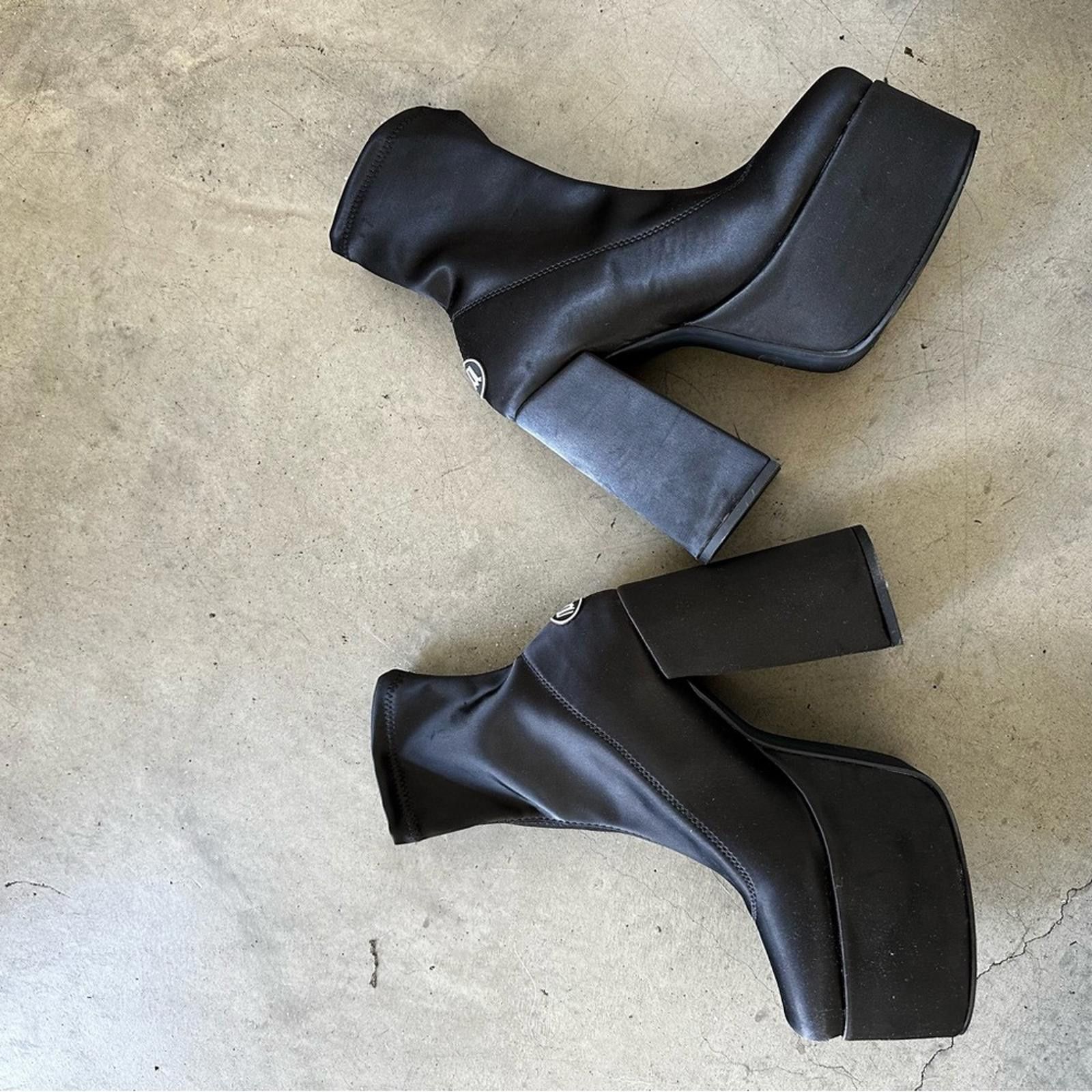 Other NOKWOL / Ellie platform ankle boots in satin / black Size US 7 / IT 37 - 8 Thumbnail