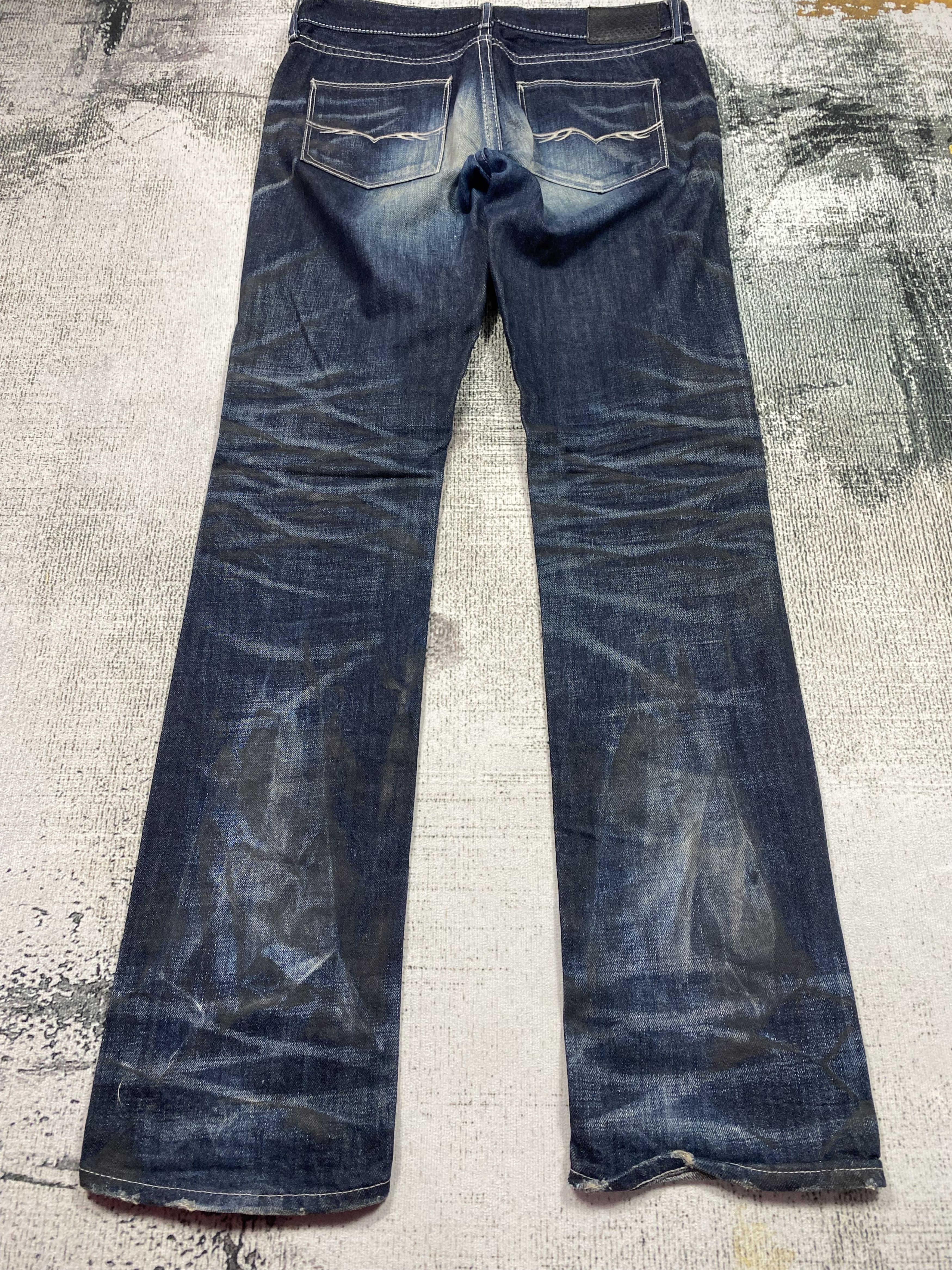 GOSTAR DE FUGA RARE🔥Japanese FUGA Faded Honeycomb Distressed Denim Size US 31 - 11 Thumbnail