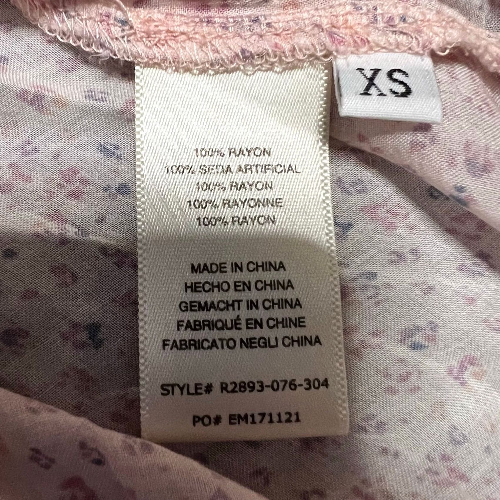 Anthropologie Cloth & Stone by Anthropologie Shirt Womens XS Floral Button-Up Sheer Pink XS Womens Size XS / US 0-2 / IT 36-38 - 7 Thumbnail