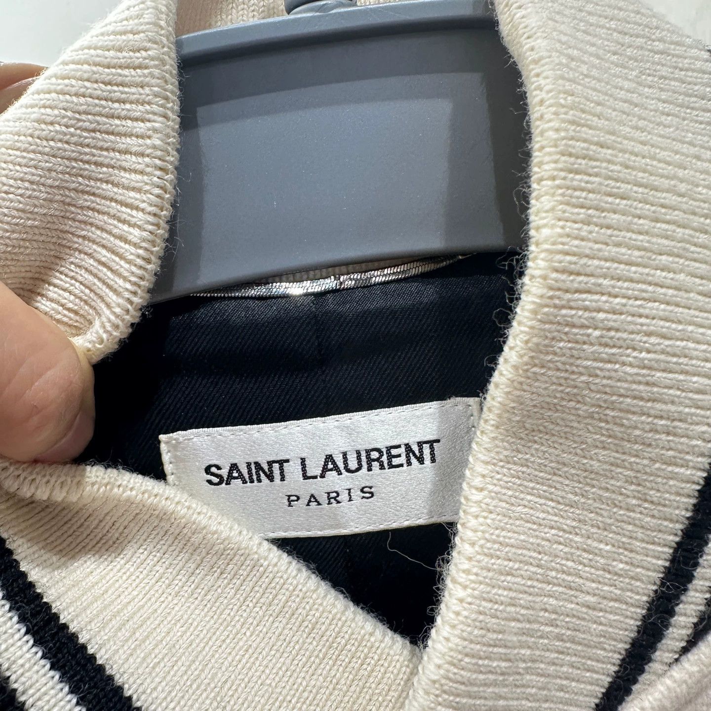 Saint Laurent Paris Saint Laurent Black & White Wool Leather Baseball Jacket 44 Size US S / EU 44-46 / 1 - 3 Thumbnail