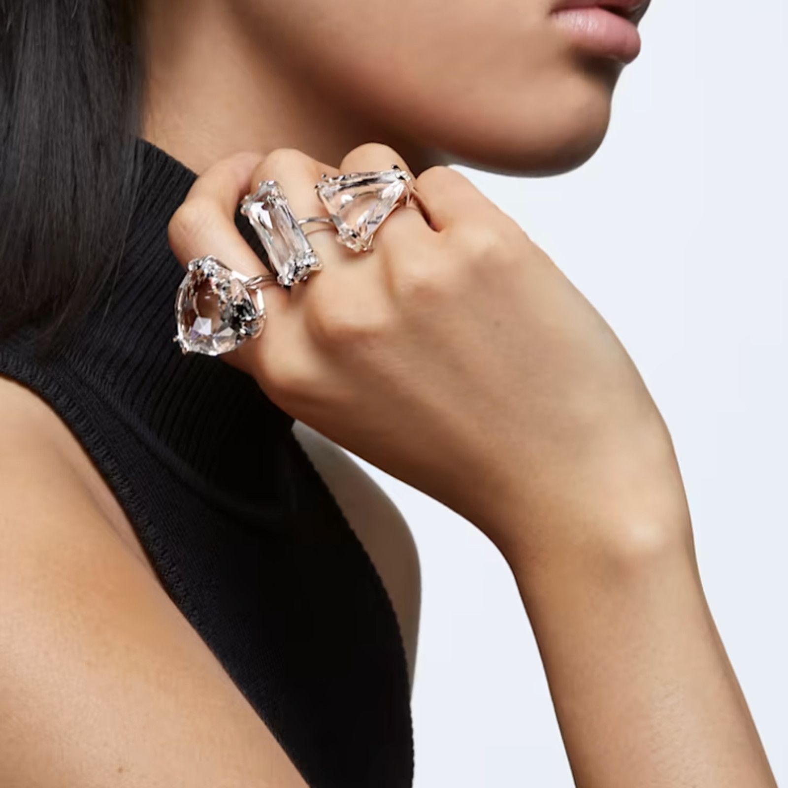 Swarovski Swarovski Mesmera cocktail ring Set (3), Mixed cuts 52 / 6 Size ONE SIZE - 11 Thumbnail