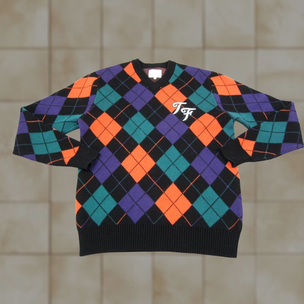 Teddy Fresh VINTAGE Teddy Fresh Sweater Mens M Black Argyle V-Neck Knit Pullover Pullover Knit Regular 80s 90s Winter Fall Spring Mens Size US M / EU 48-50 / 2 - 1 Thumbnail