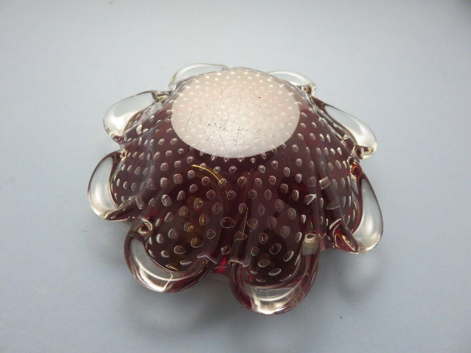 The Unbranded Brand Vintage Ruby Red And Clear Heavy Bowl 2 1/4" Size ONE SIZE - 4 Thumbnail