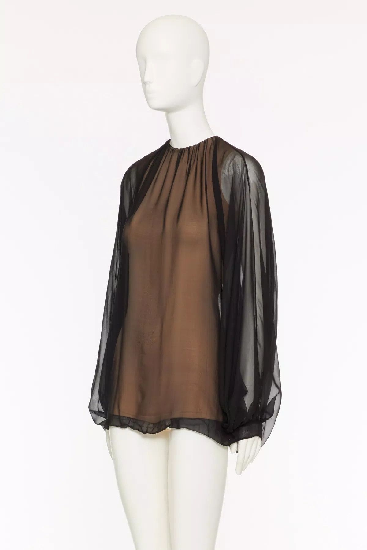 Valentino o1s1wg110426 Chiffon Top in Nero/Sand Size XL / US 12-14 / IT 48-50 - 2 Thumbnail